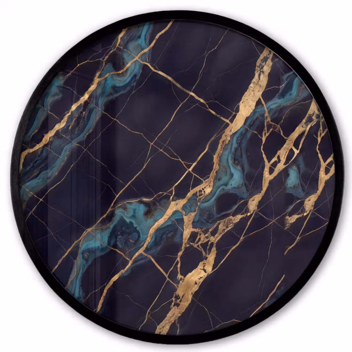 Abstract - Gouden lijnen - Kunst - Modern - Zwart Fotolijst rond zonder passe partout klein -3d