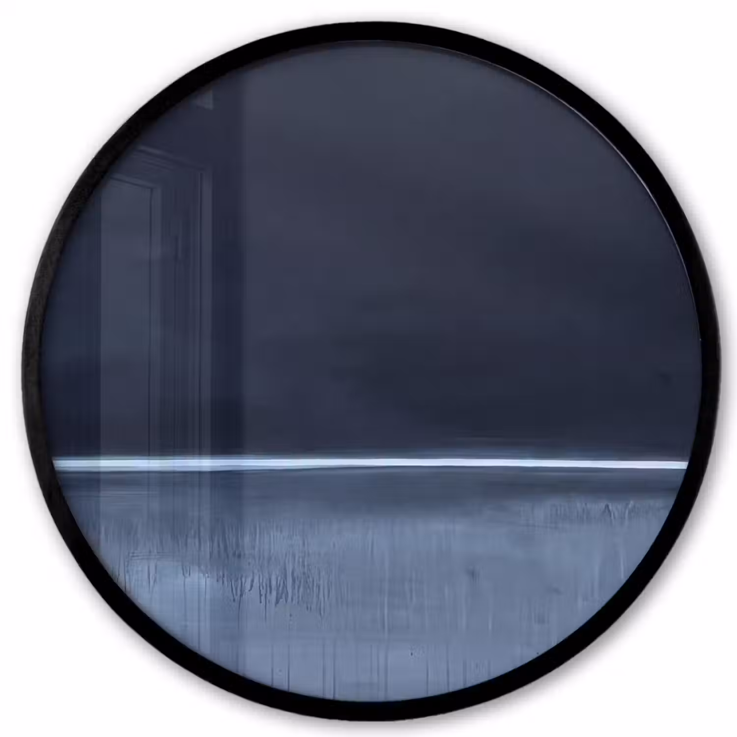 Abstract - Horizontale lijn - Minimalistisch - Donkerblauw - Kunst Fotolijst rond zonder passe partout klein -3d