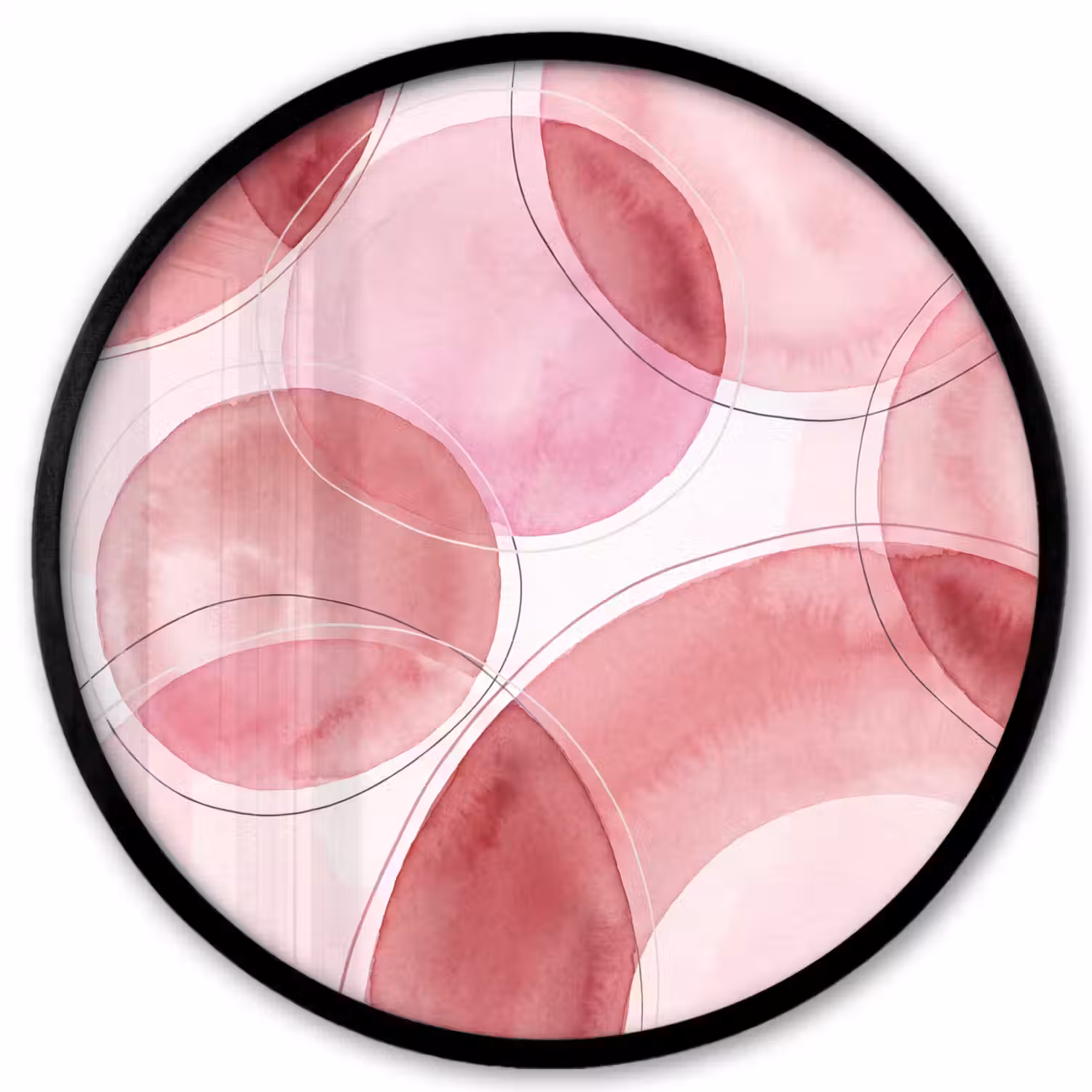 Abstract - Cirkels - Modern - Roze - Kunst Fotolijst rond zonder passe partout klein -3d