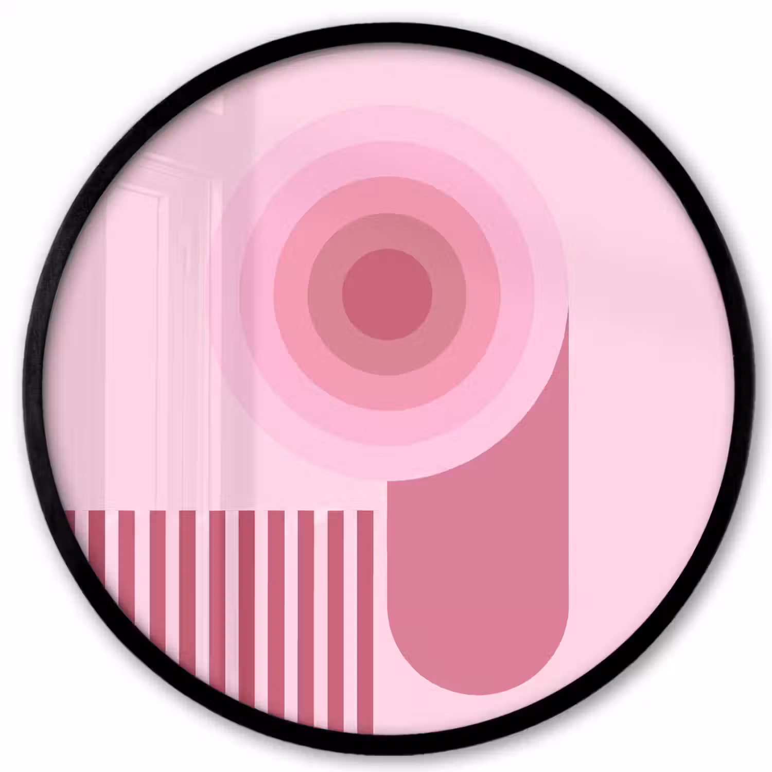 Abstract - Cirkels - Strepen - Modern - Roze Fotolijst rond zonder passe partout klein -3d