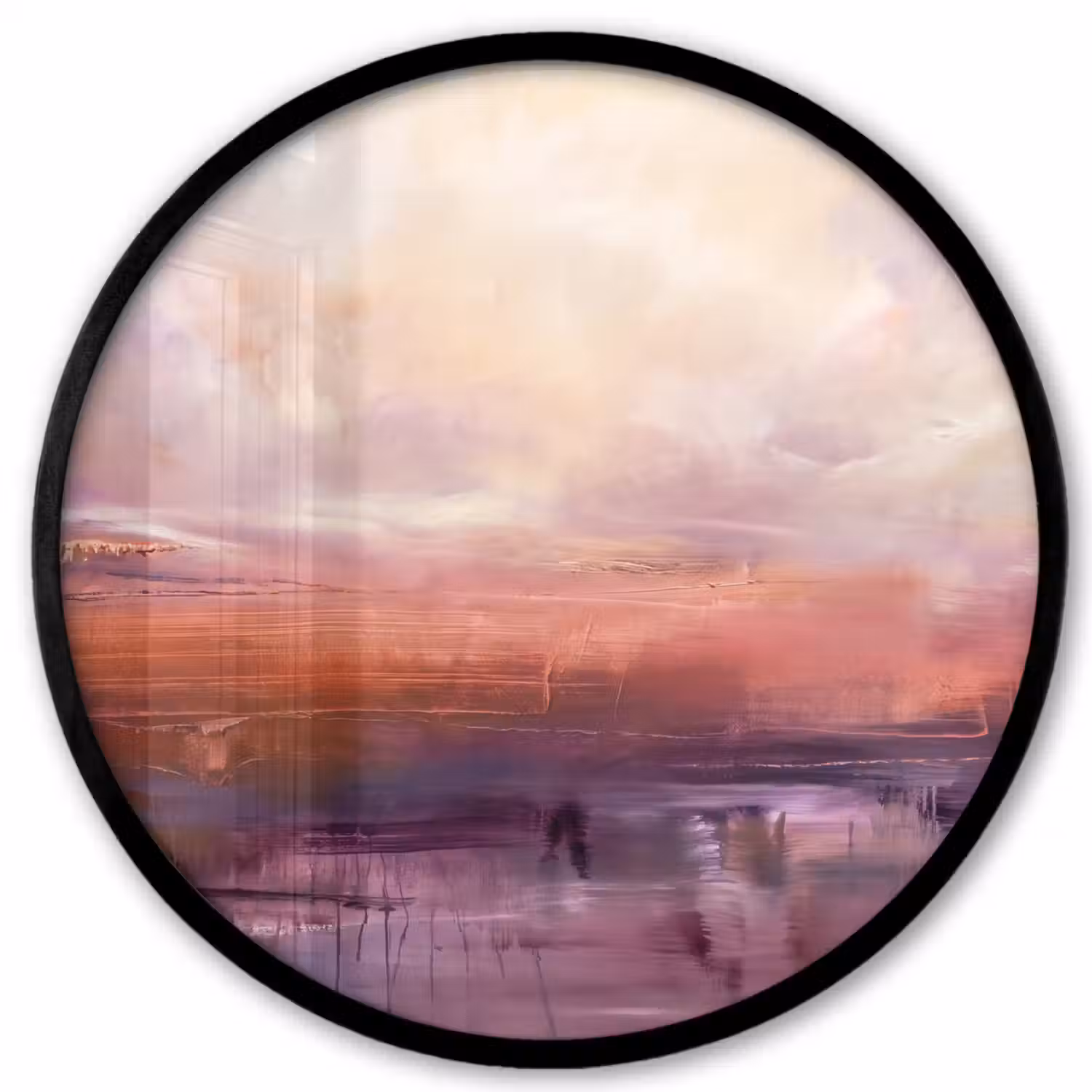 Abstract - Landschap - Modern - Paars - Oranje Fotolijst rond zonder passe partout klein -3d
