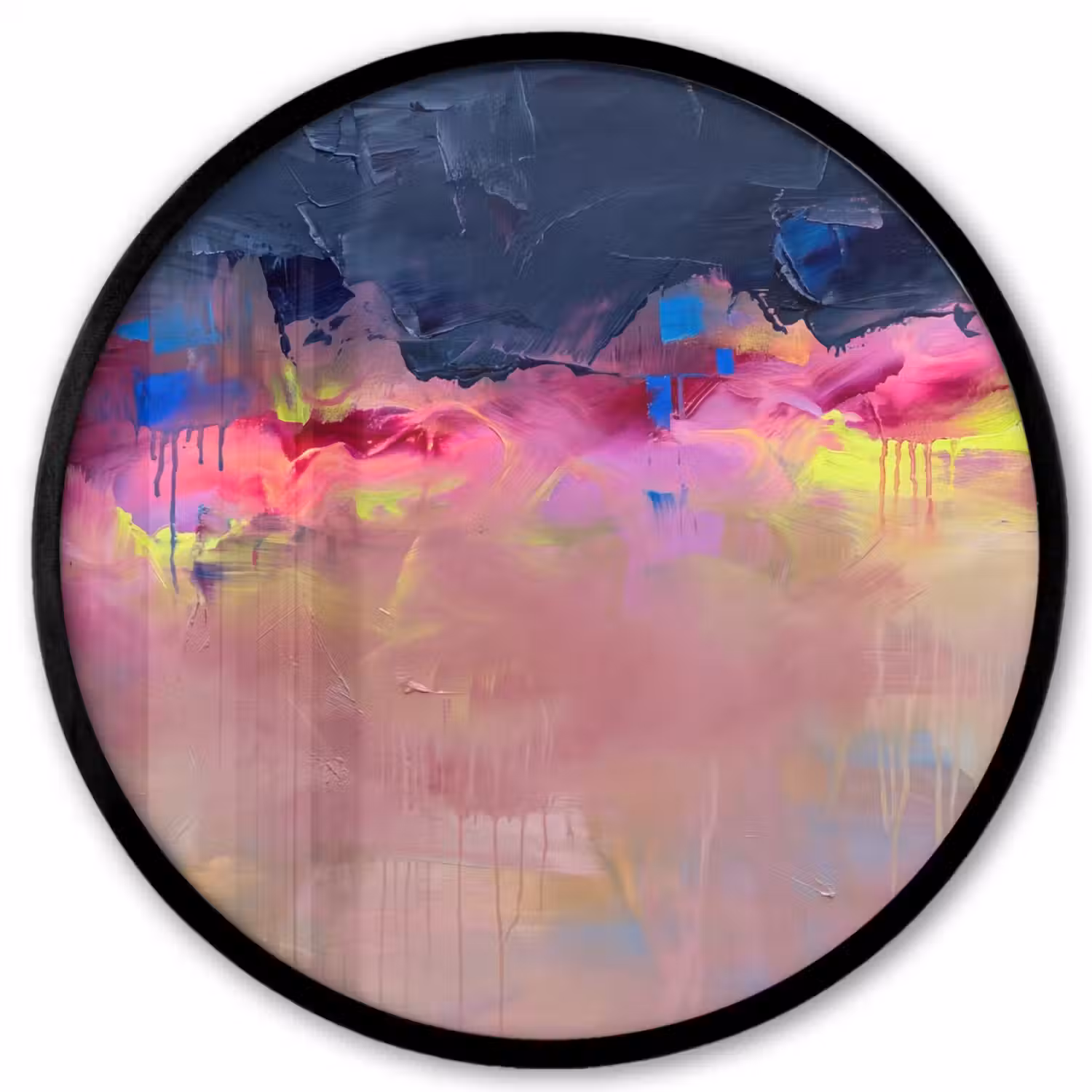 Abstract - Textuur - Kleuren - Modern - Roze Fotolijst rond zonder passe partout klein -3d