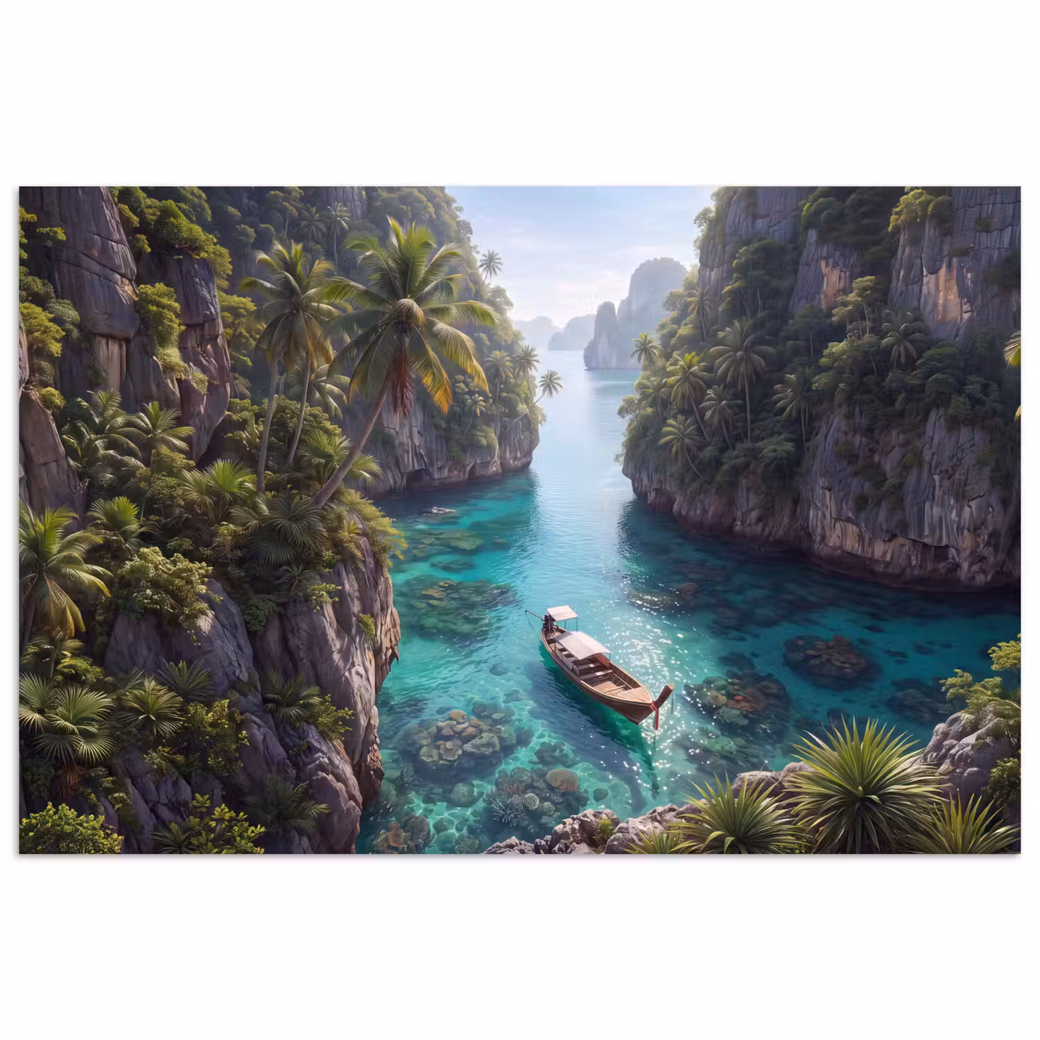 Eiland - Tropisch - Water - Palmbomen - Natuur poster papier klein -3d
