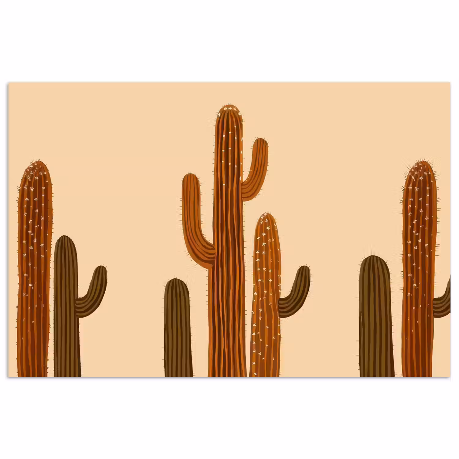 Cactus - Woestijn - Zand - Bruin poster papier klein -3d