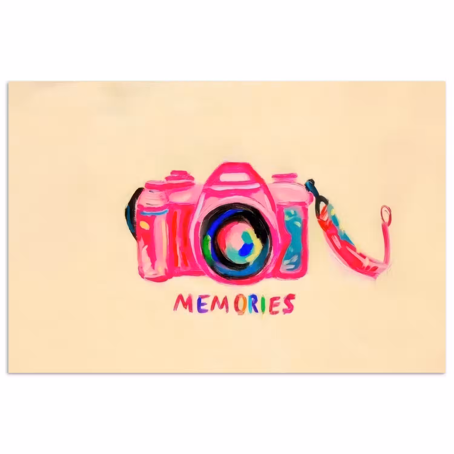Camera - Memories - Roze - Geschilderd poster papier klein -3d