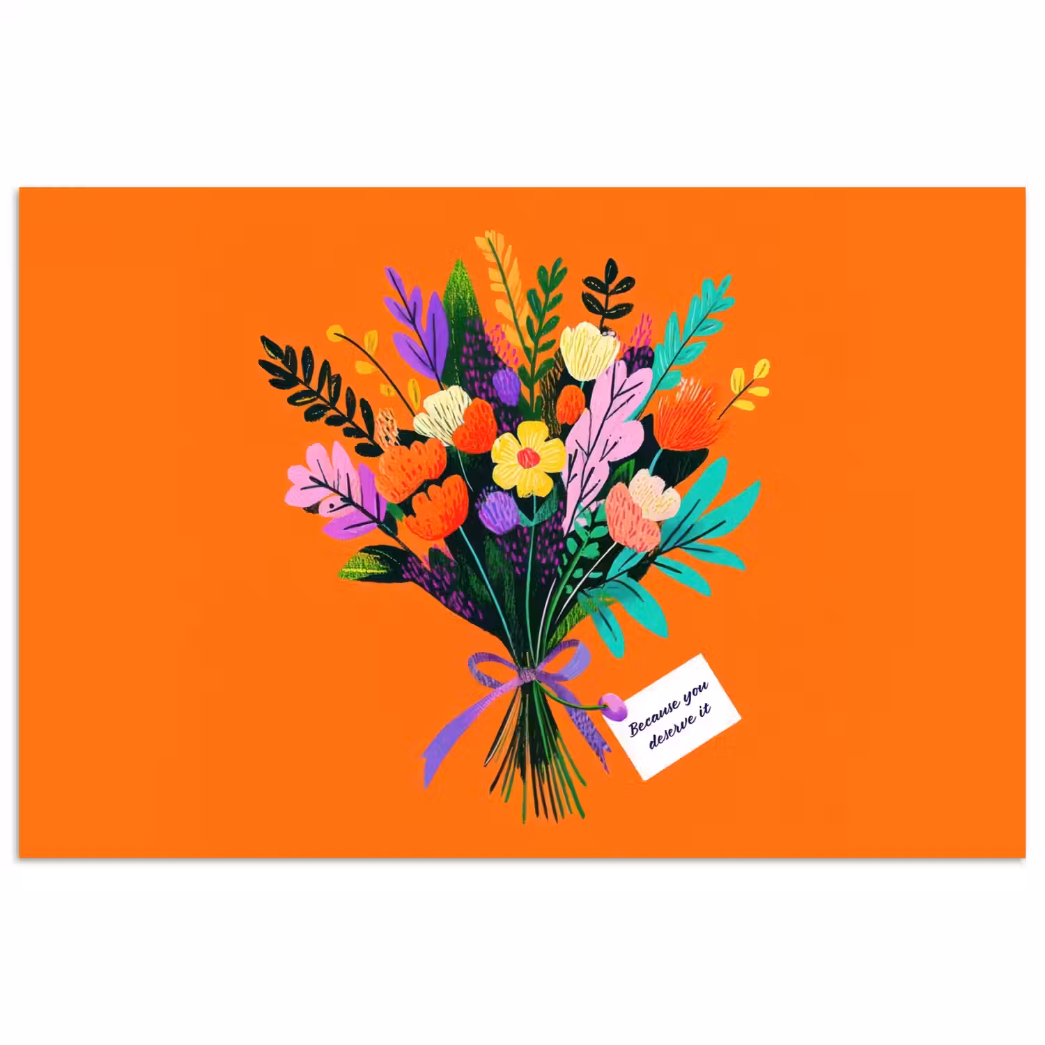 Kaartje - Boeket - Bloemen poster papier klein -3d