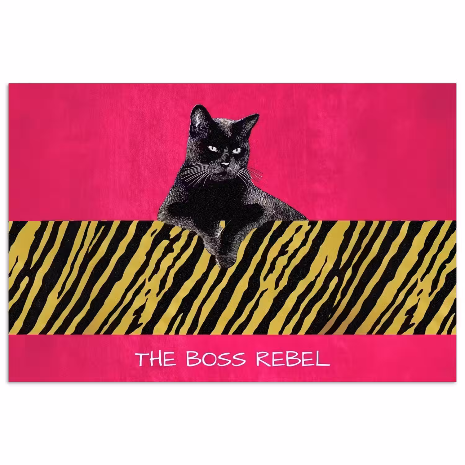 Kat - Baas - Roze - Tijgerprint poster papier klein -3d