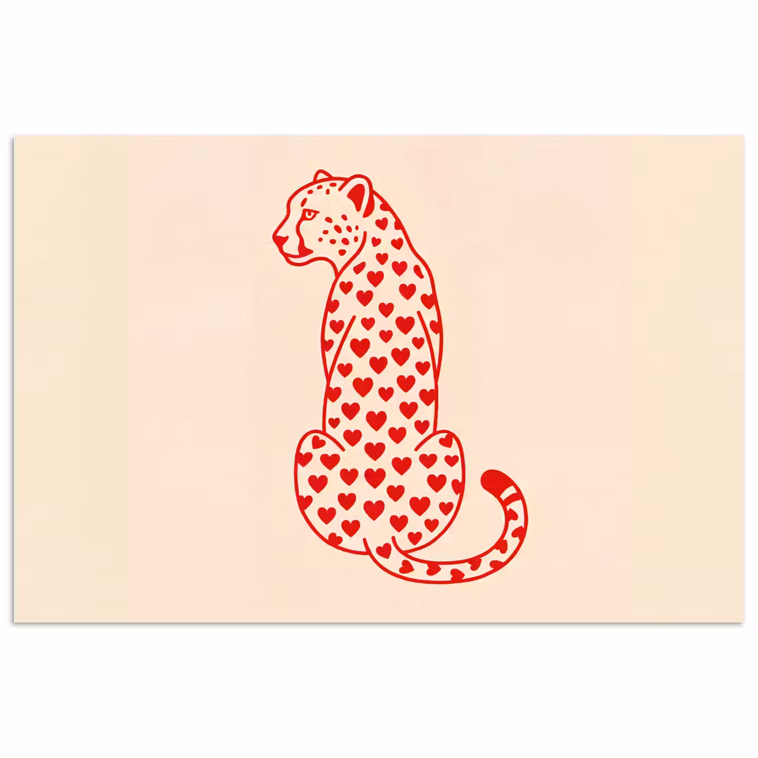 Kat - Harten - Dieren - Modern - Rood poster papier klein -3d