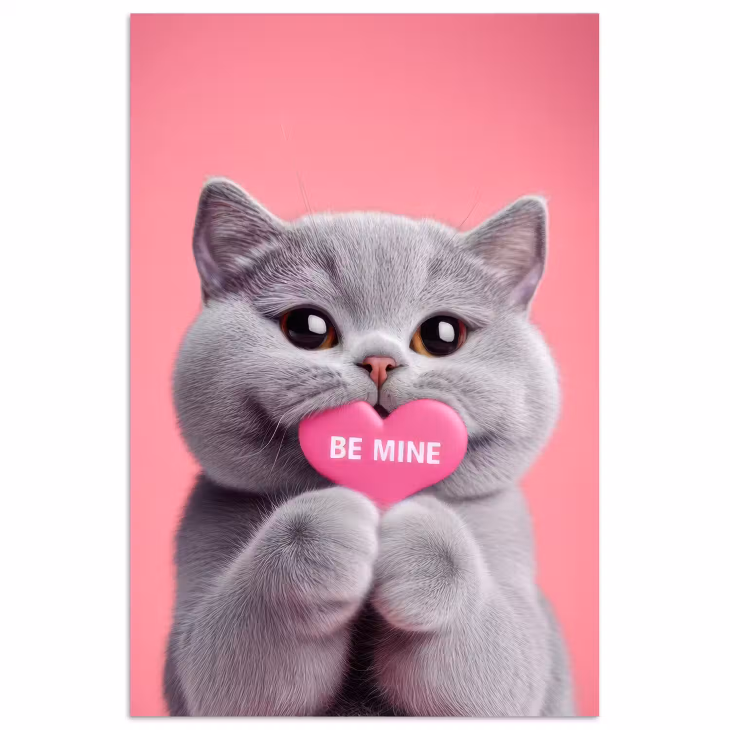Kat - Valentijn - Roze - Liefde poster papier klein -3d