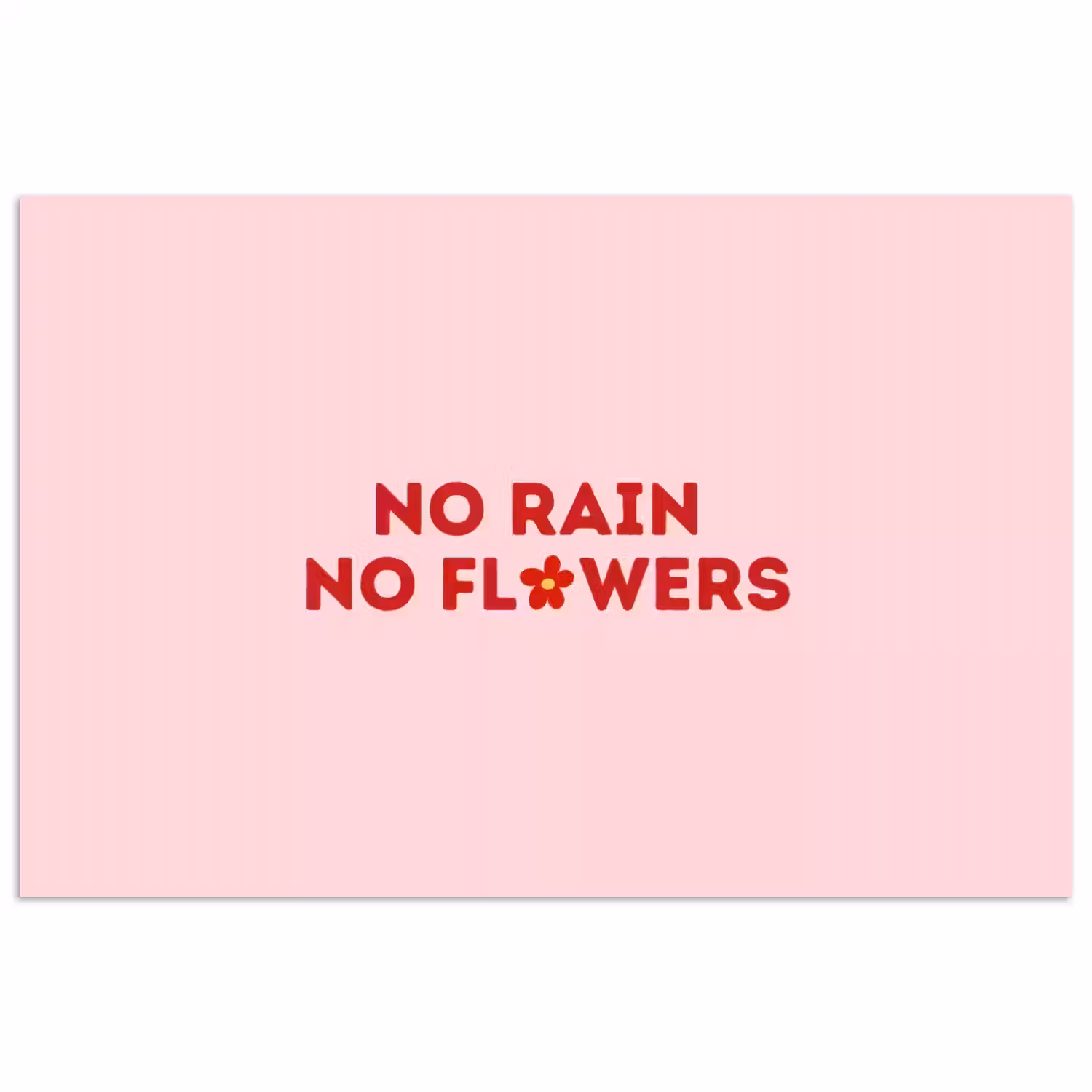 No rain no flowers - Minimalistisch - Roze - Bloem poster papier klein -3d