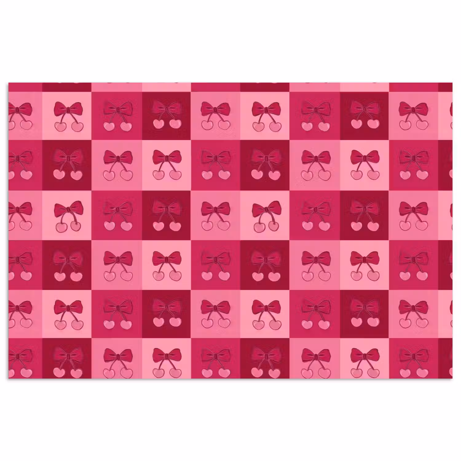 Kersen - Strikjes - Speels - Roze - Bordeaux poster papier klein 62 -3d