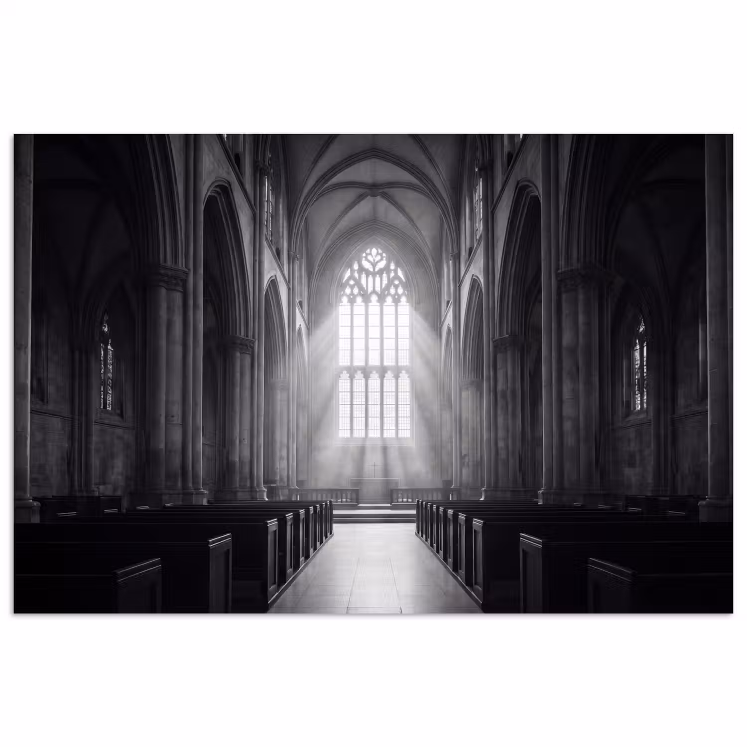Kerk - Interieur - Lichtstralen - Architectuur - Klassiek poster papier klein -3d
