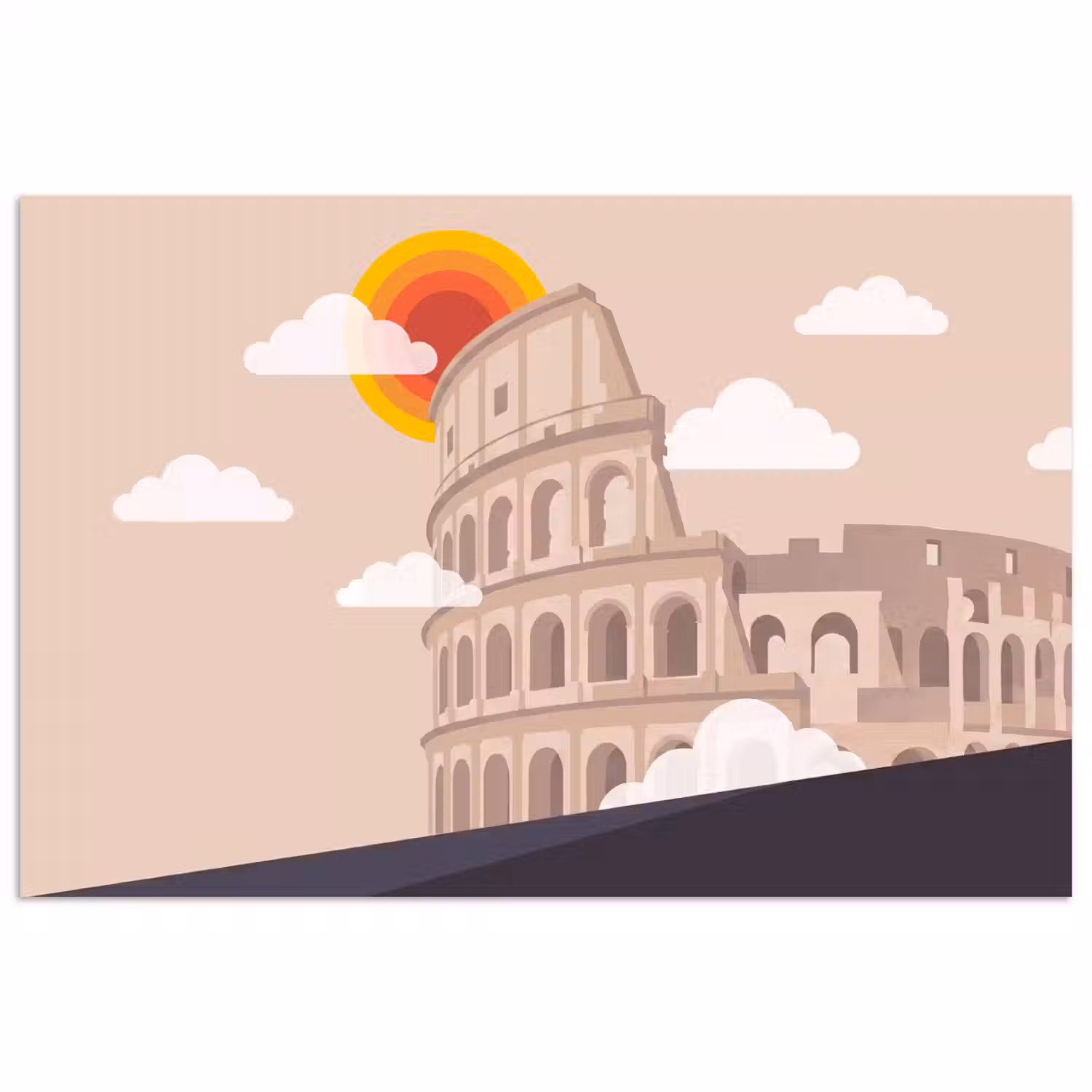 Colosseum - Zonsopgang - Rome - Architectuur - Beige poster papier klein -3d