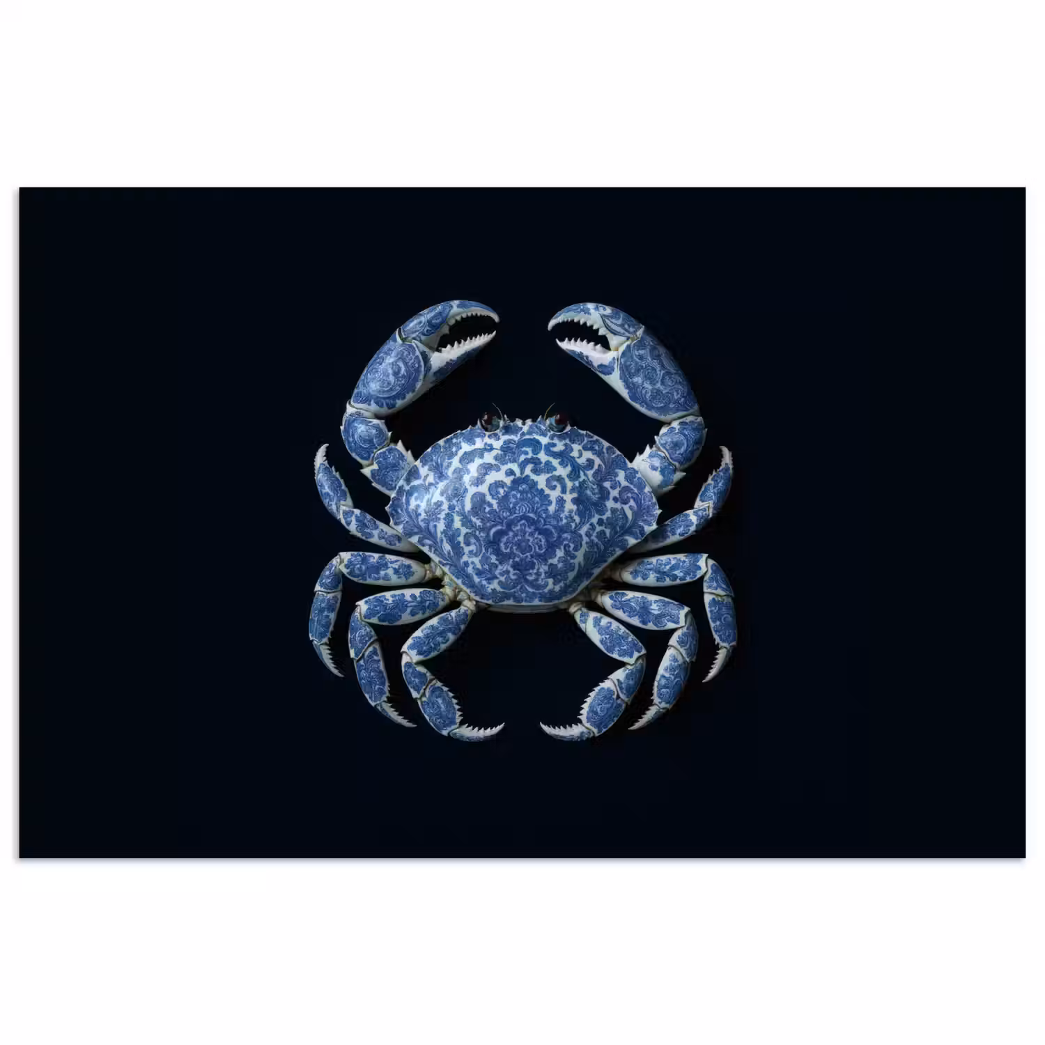 Krab - Delfts blauw - Dieren poster papier klein -3d