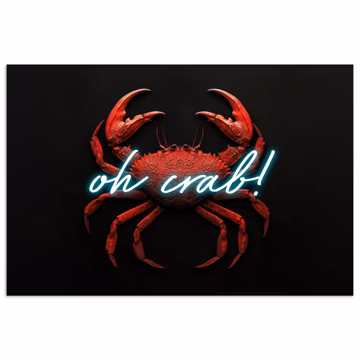 Krab - Rood - Neon - Quote poster papier klein -3d