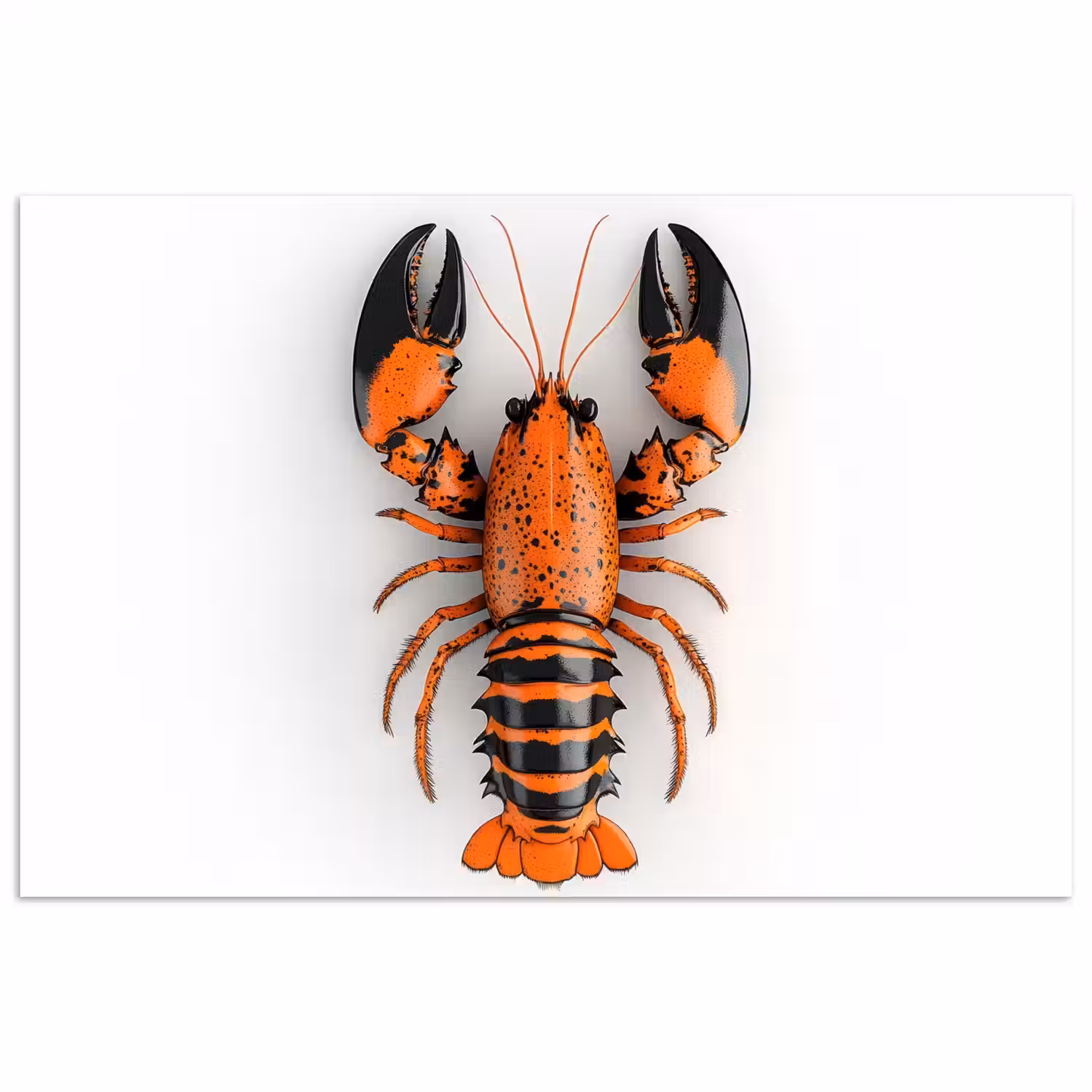 Kreeft - Zwart - Oranje - Wit - Uniek poster papier klein -3d