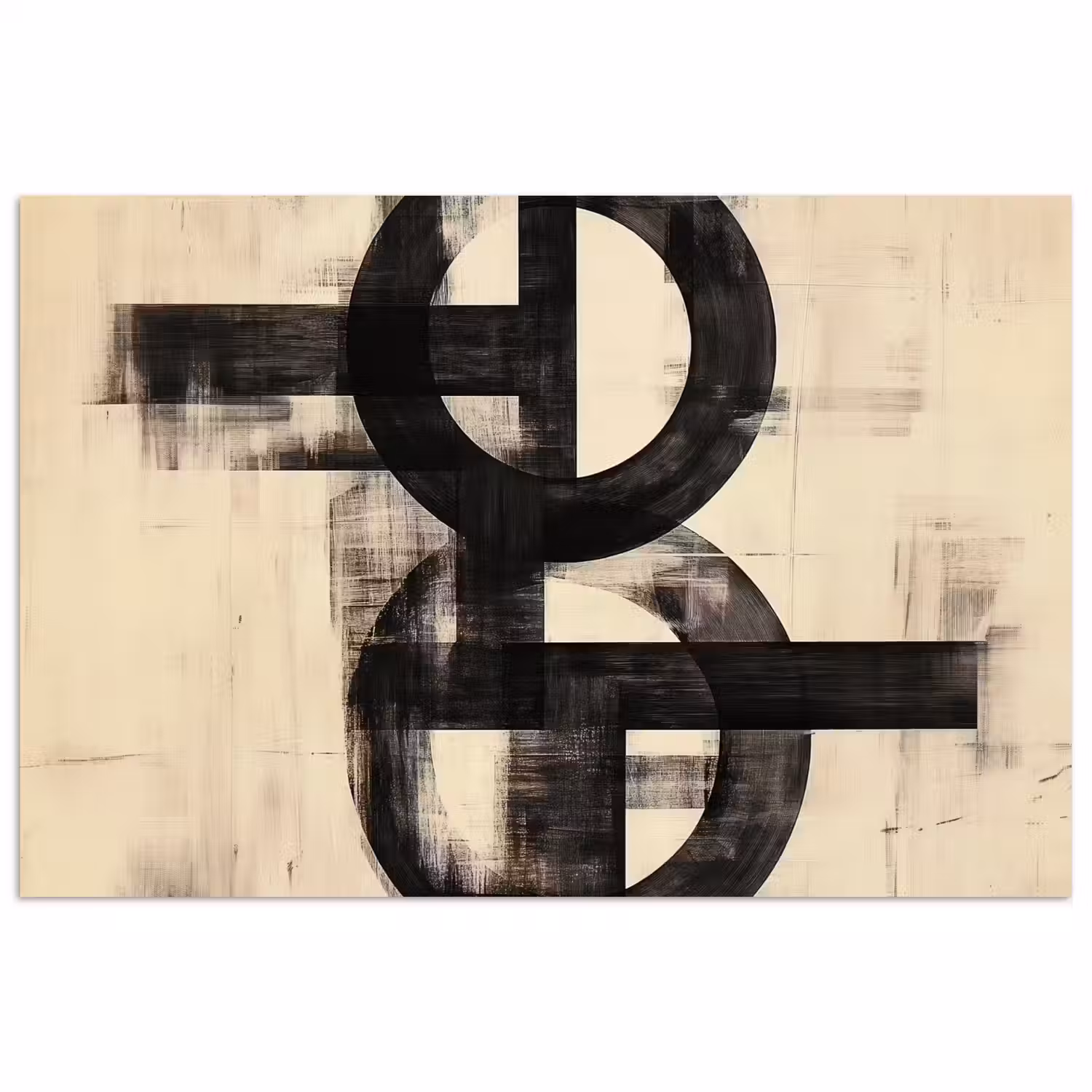Cirkels - Balken - Zwart - Abstract poster papier klein -3d