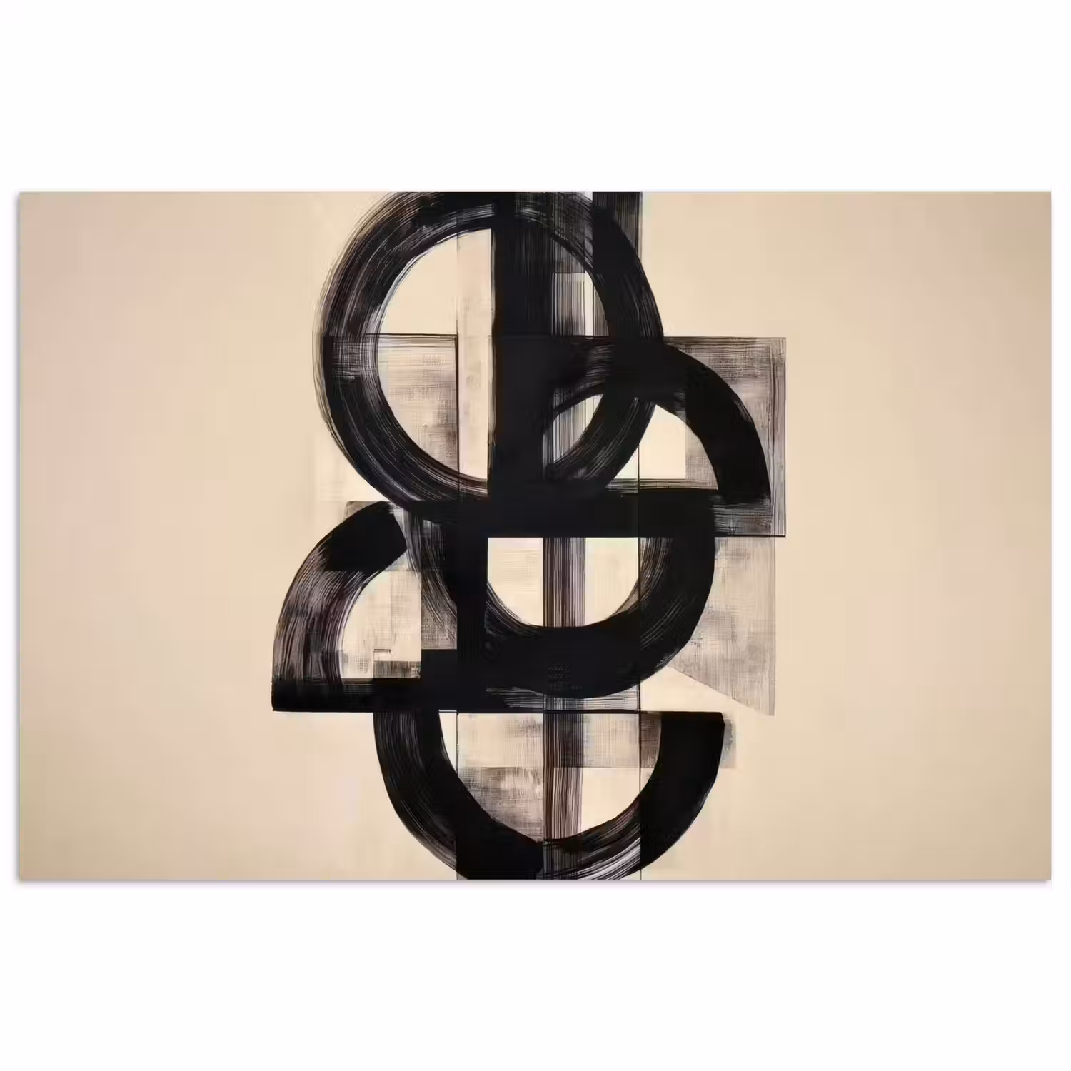 Cirkels - Lijnen - Vormen - Zwart poster papier klein -3d