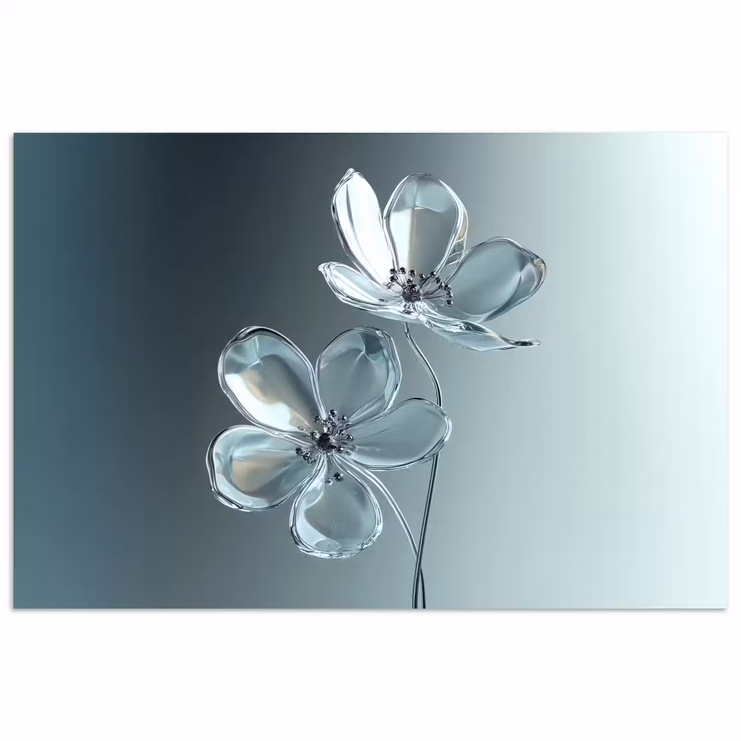 Kristal - Bloemen - Grijs poster papier klein -3d
