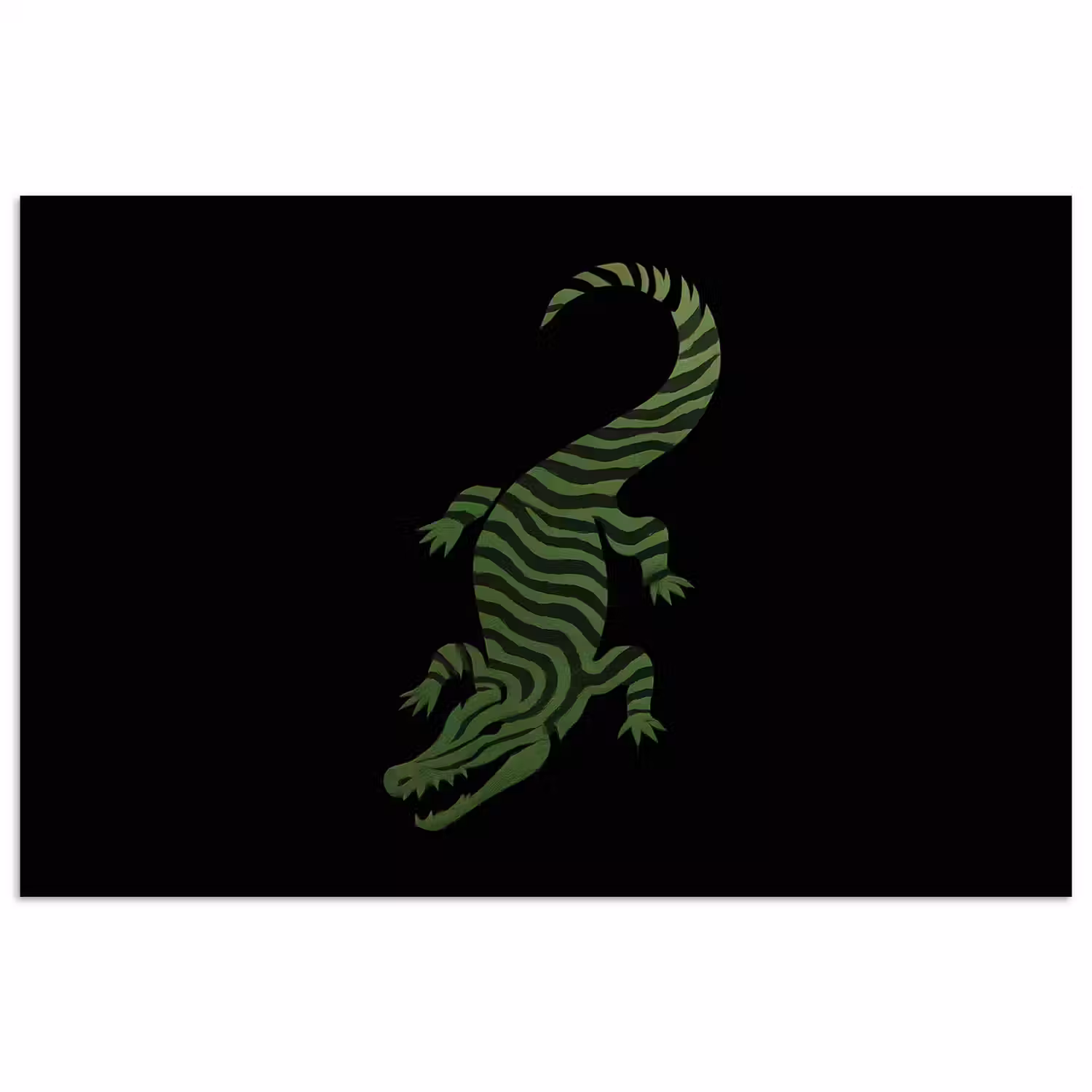 Krokodil - Groen - Tijgerachtig - Strepen poster papier klein -3d