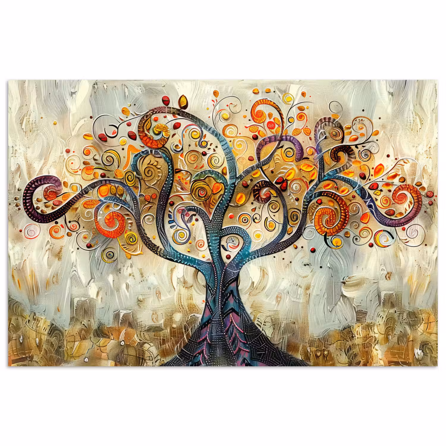 Kunst - Levensboom - Botanisch - Abstract poster papier klein -3d