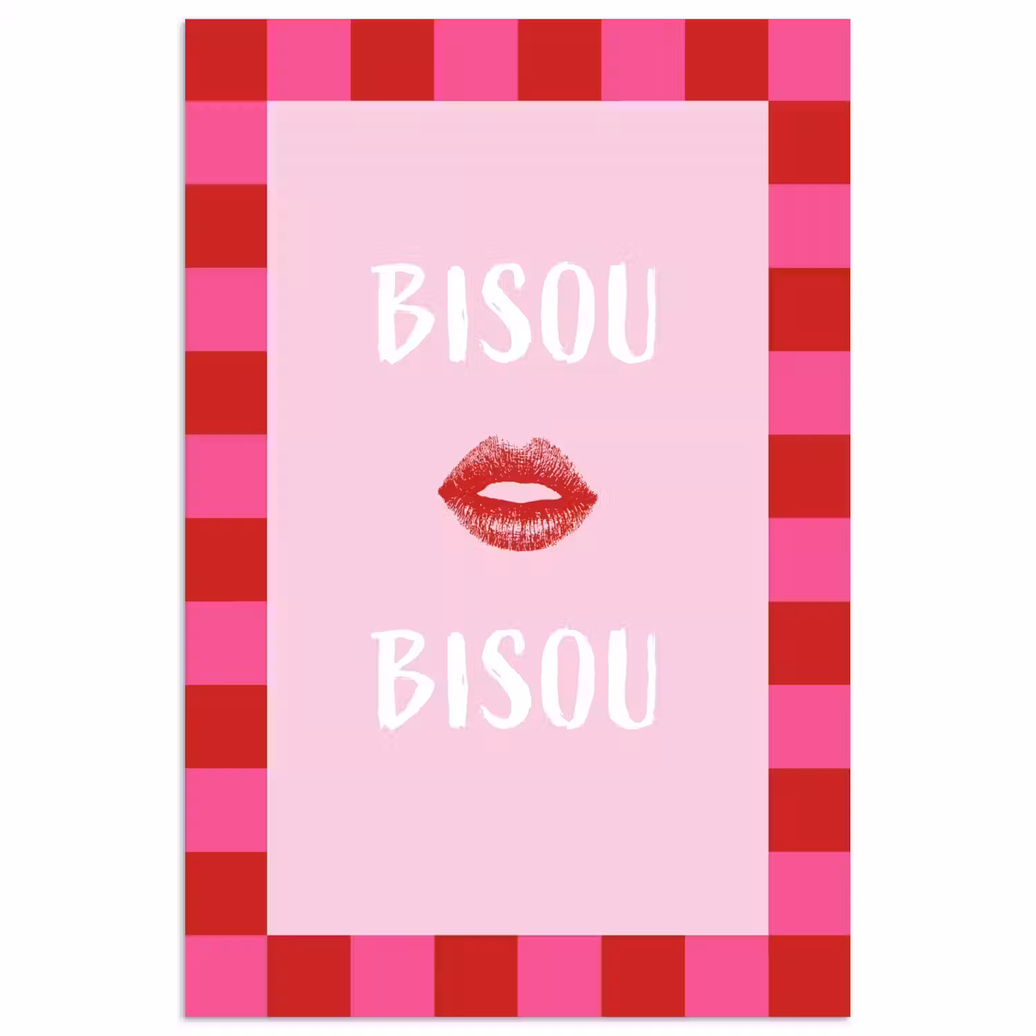 Kiss - Roze - Frans - Valentijn poster papier klein -3d