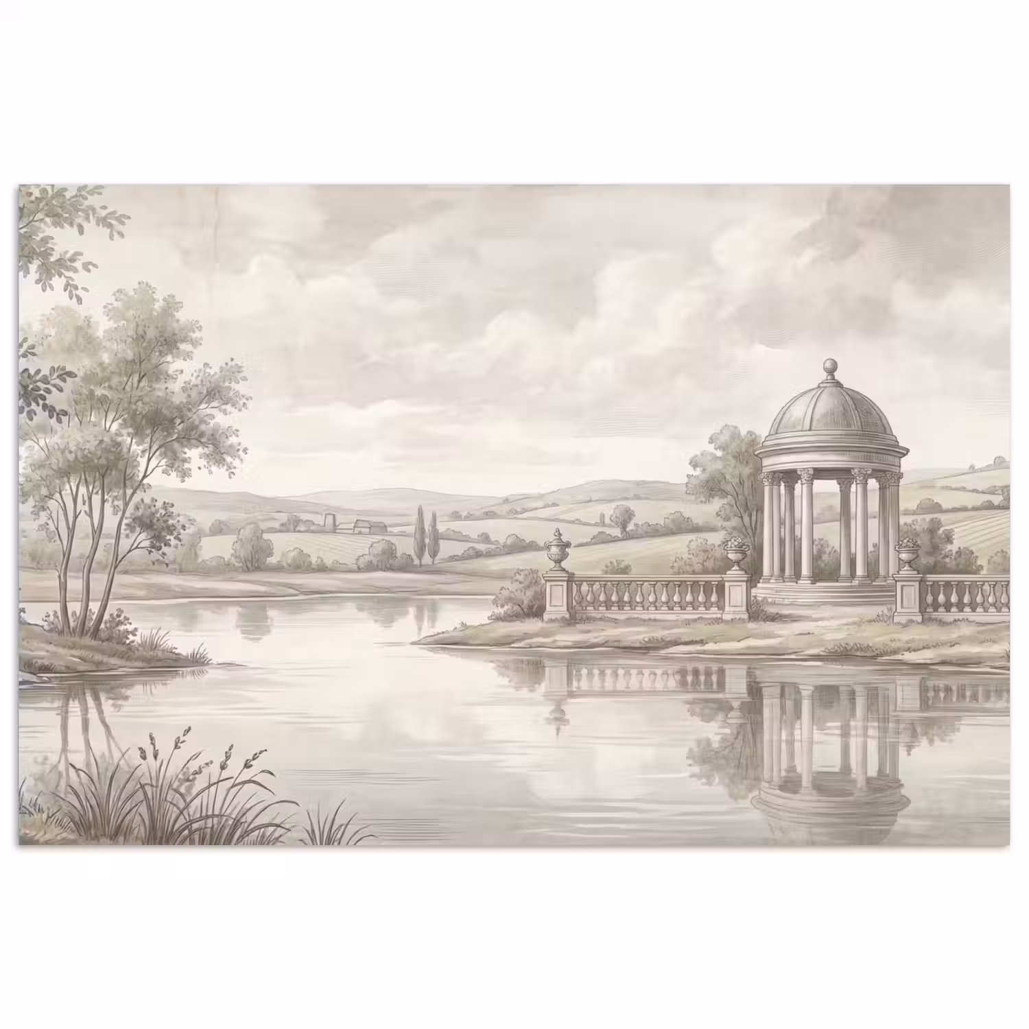 Landschap - Water - Natuur - Sepia poster papier klein -3d