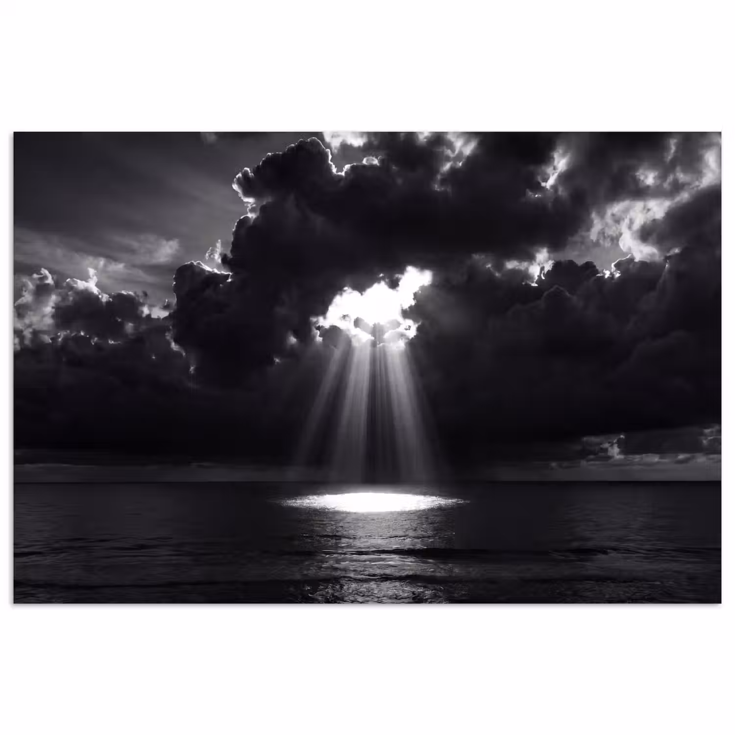 Licht - Wolken - Zee - Zwart-wit - Natuur poster papier klein -3d