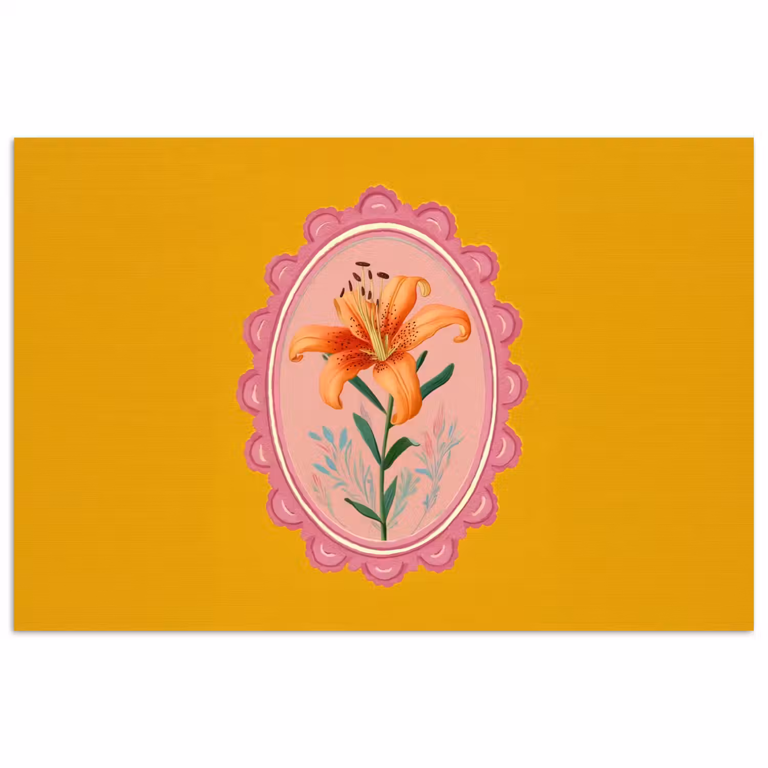 Lelie - Oranje - Lijst - Ovaal poster papier klein -3d
