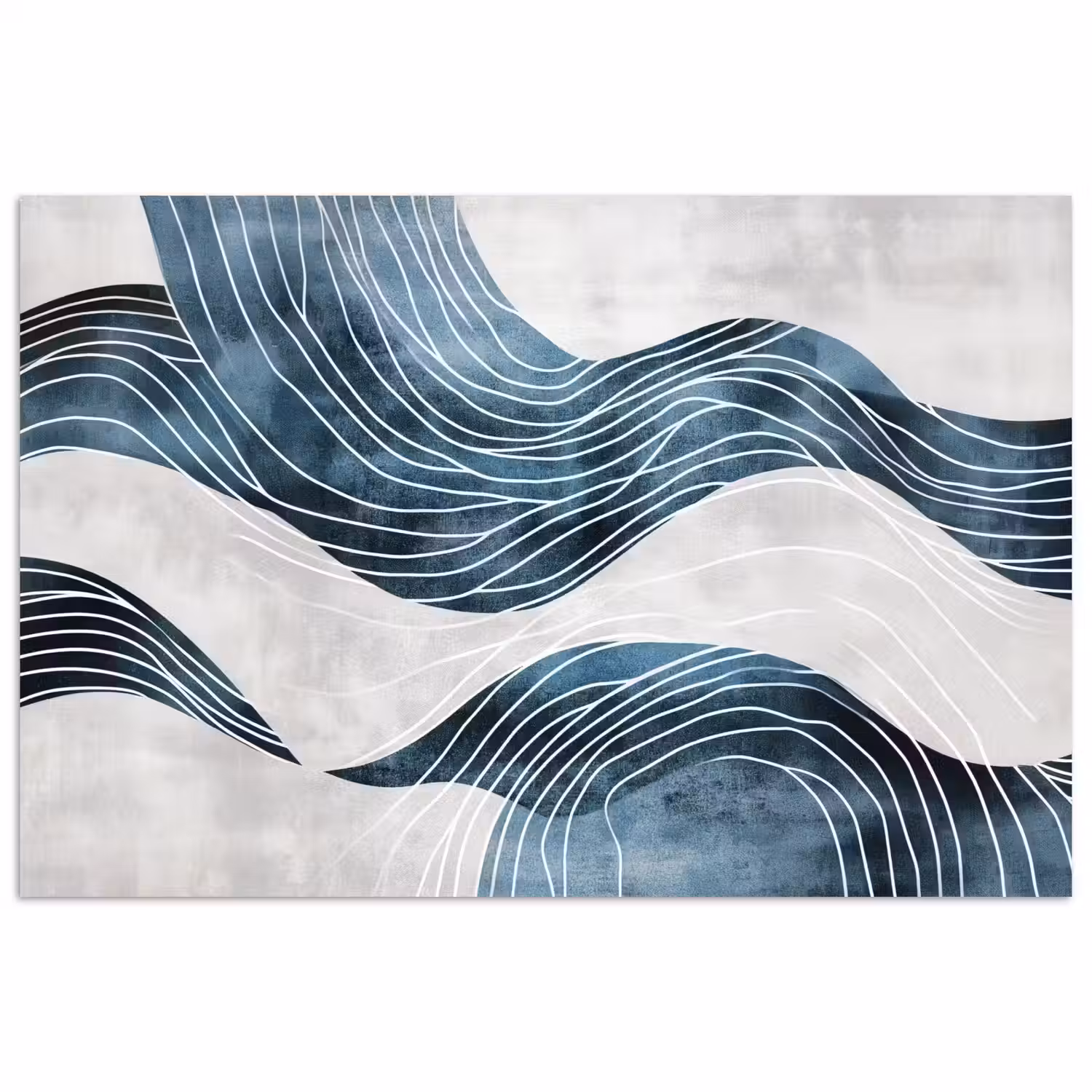 Lijnen - Golven - Abstract - Blauw poster papier klein -3d