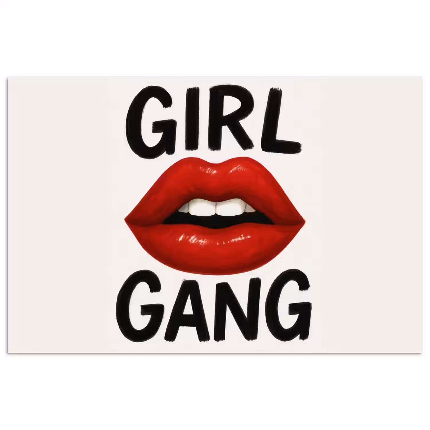Lip - Girl - Rood - Letters poster papier klein -3d