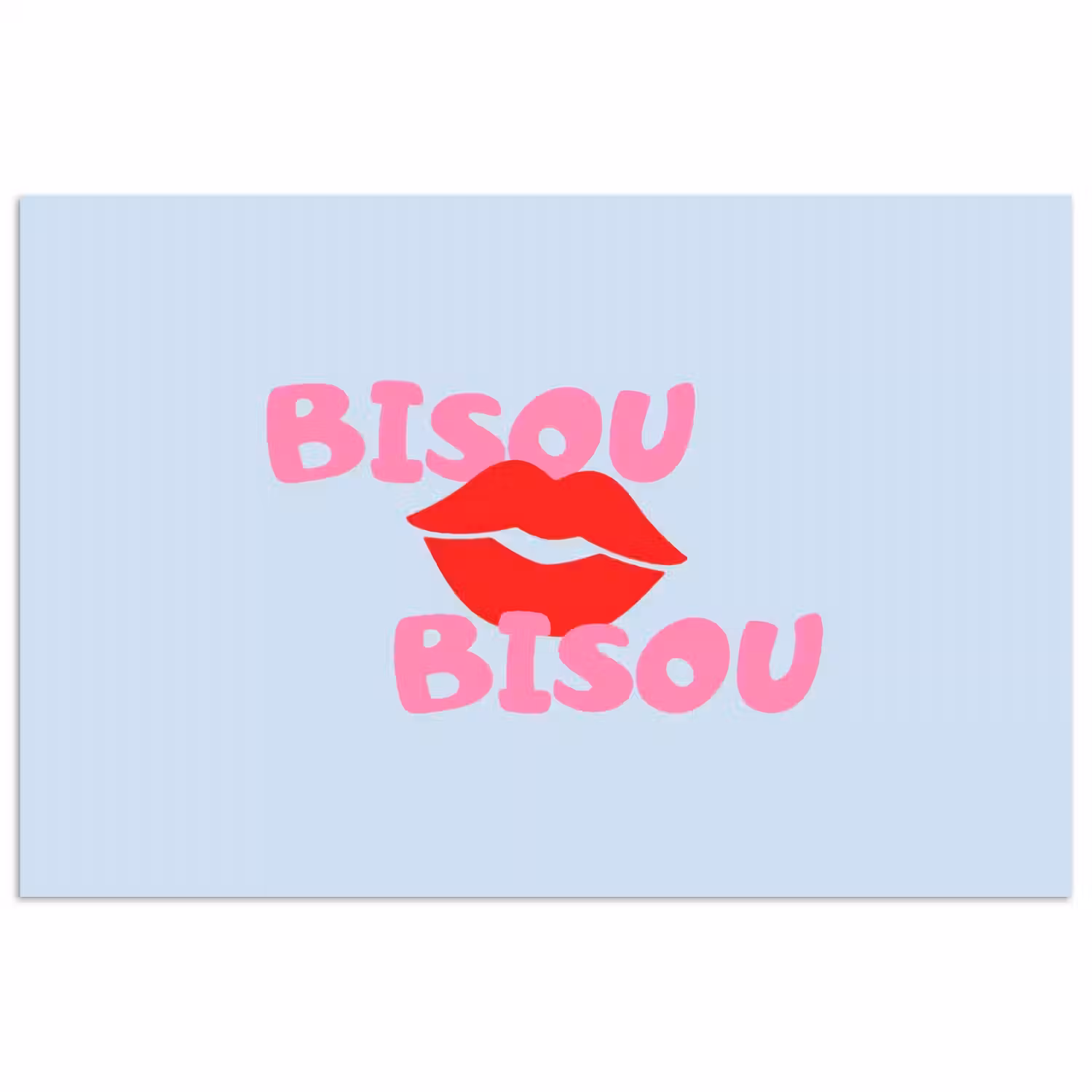 Lippen - Bisou - Blauw poster papier klein -3d