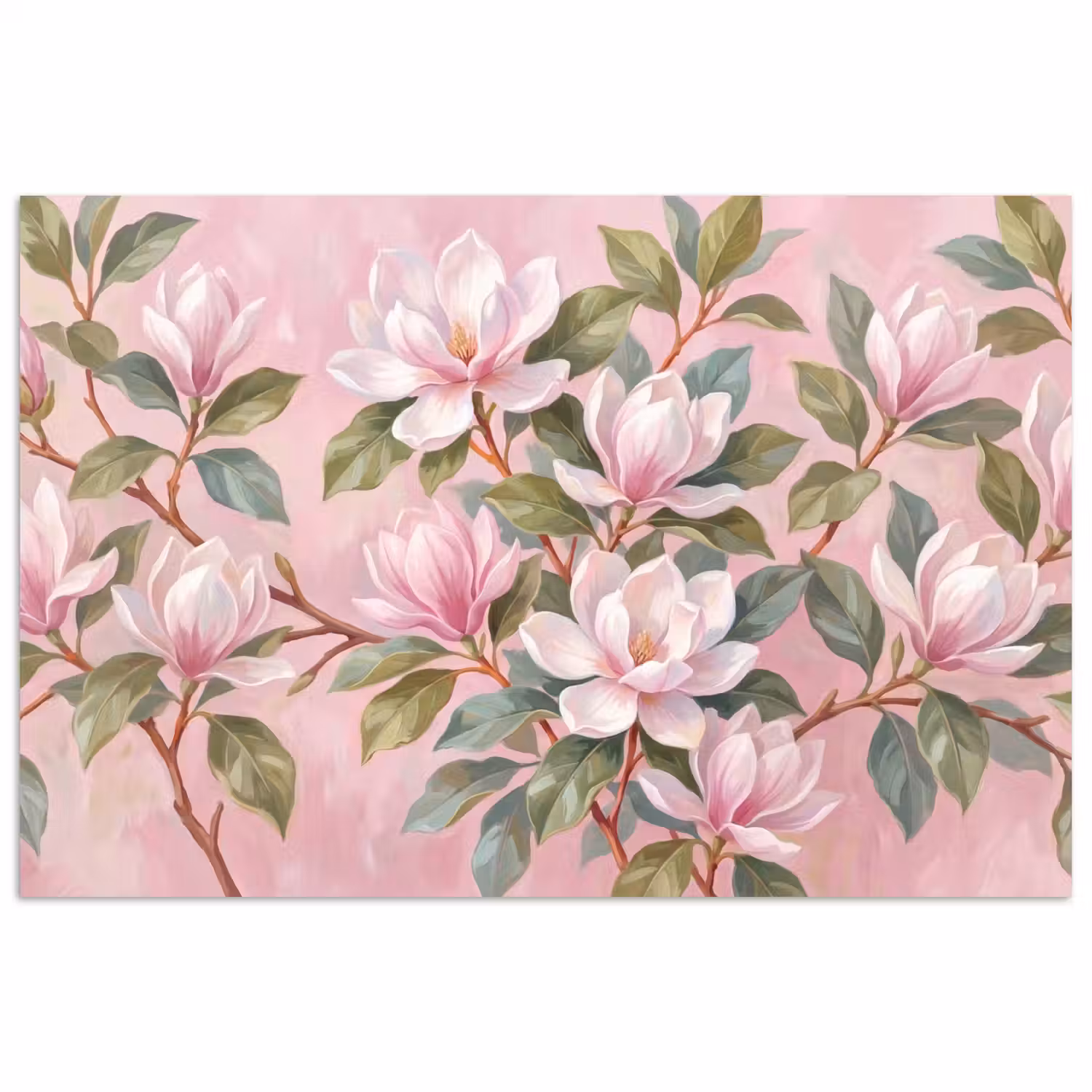 Magnolia's - Patroon - Roze poster papier klein -3d