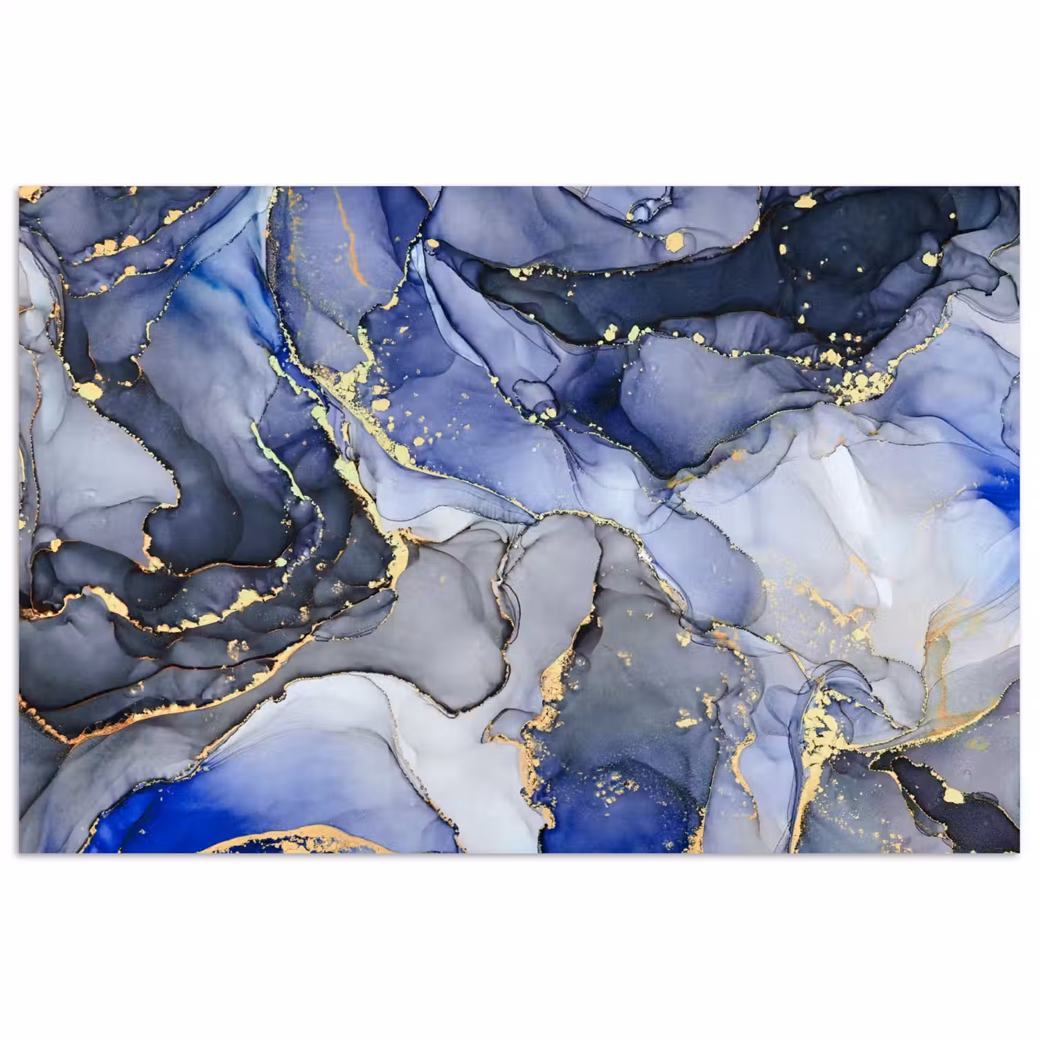 Marmer - Goud - Abstract - Blauw poster papier klein -3d