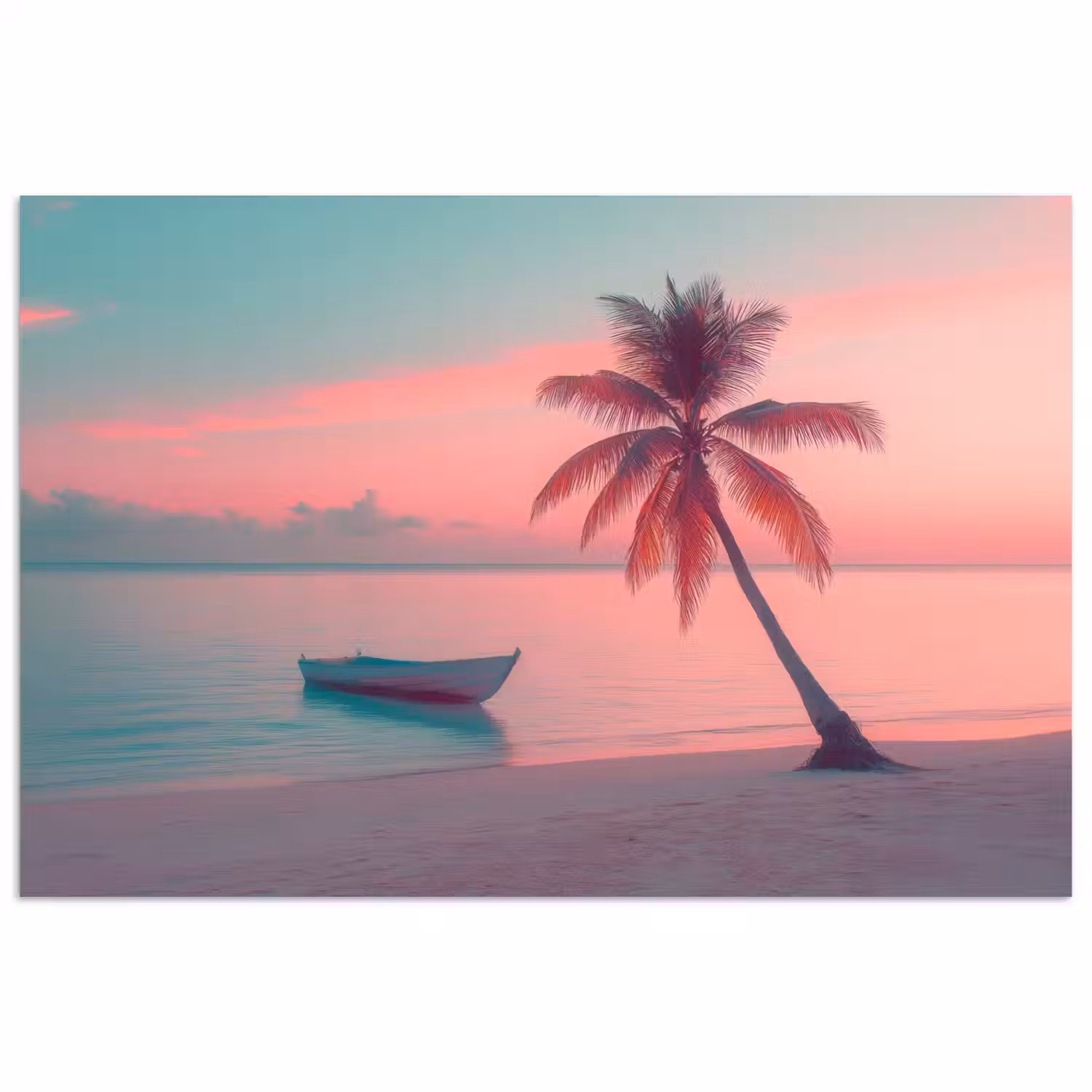 Zee - Boot - Zonsondergang poster papier klein -3d