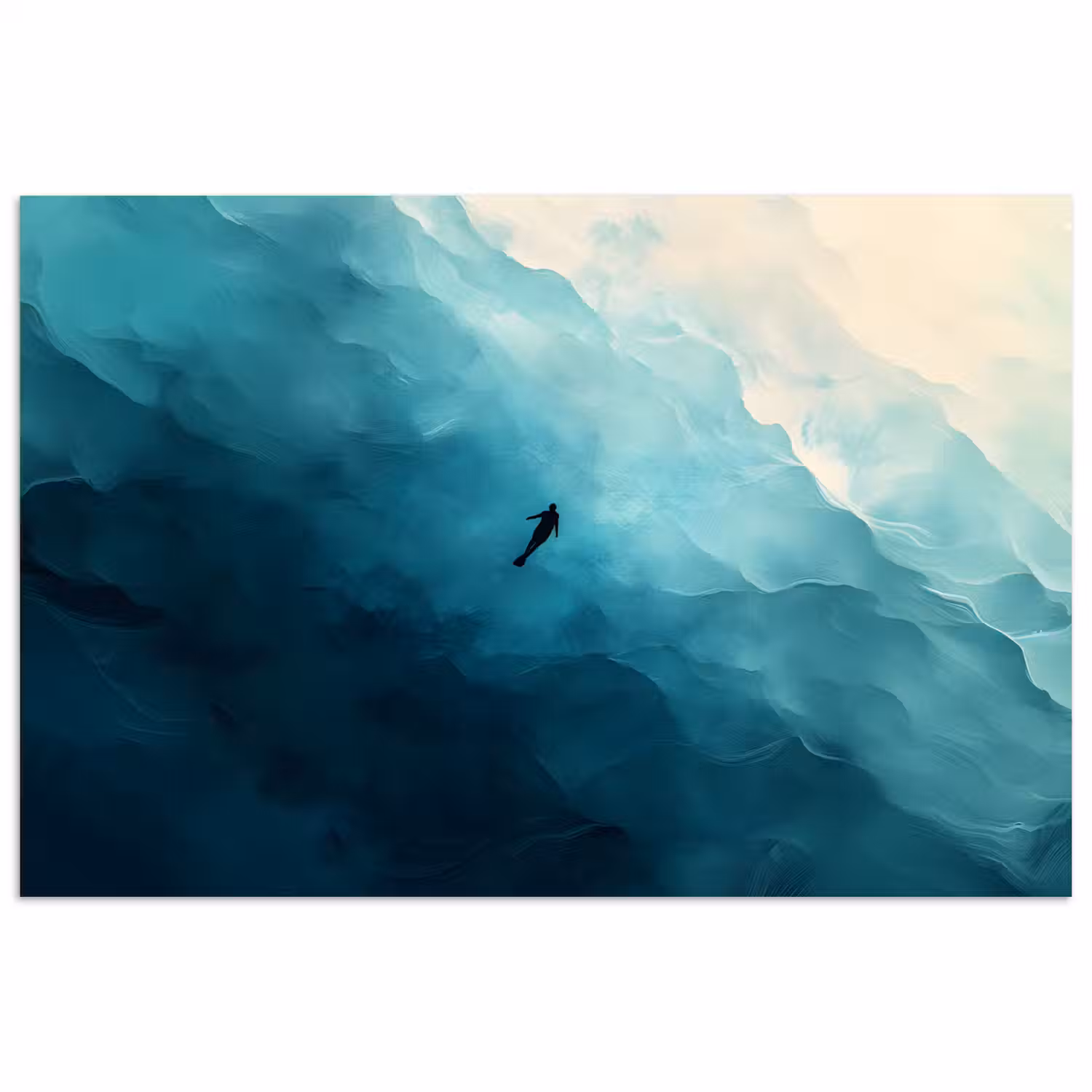 Zee - Silhouet - Abstract - Blauw poster papier klein -3d