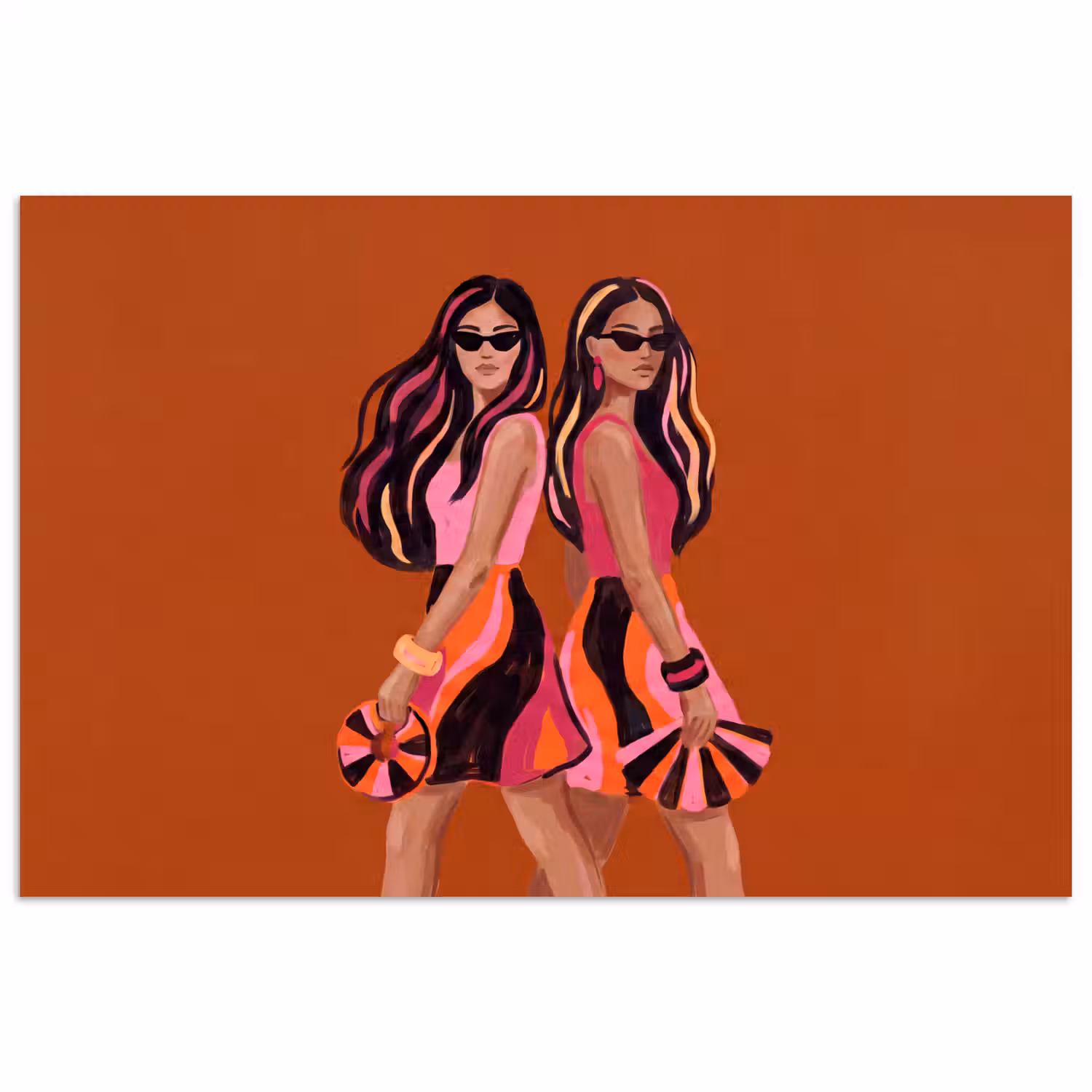 Mensen - Duo - Mode - Illustratie - Kleurrijk poster papier klein -3d