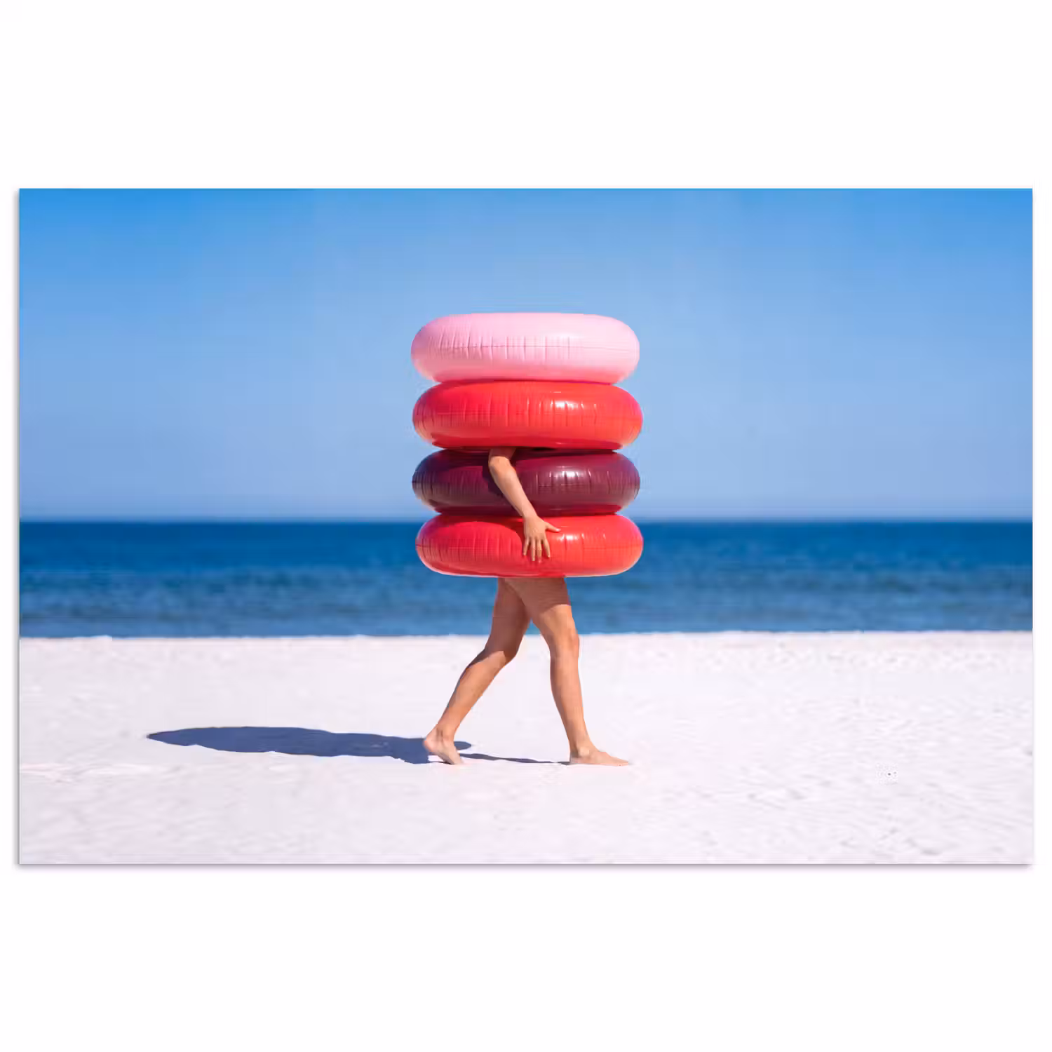Mensen - Strand - Zomer - Recreatie - Kleurrijk poster papier klein -3d