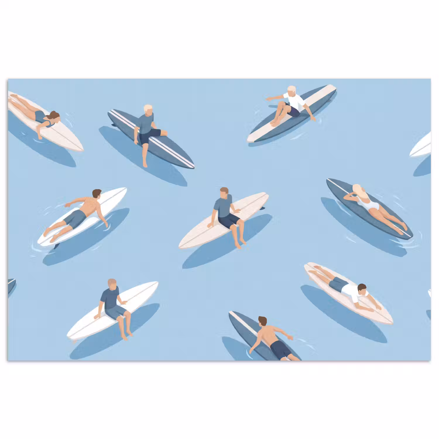 Mensen - Surfen - Water - Zomer - Illustratie poster papier klein -3d