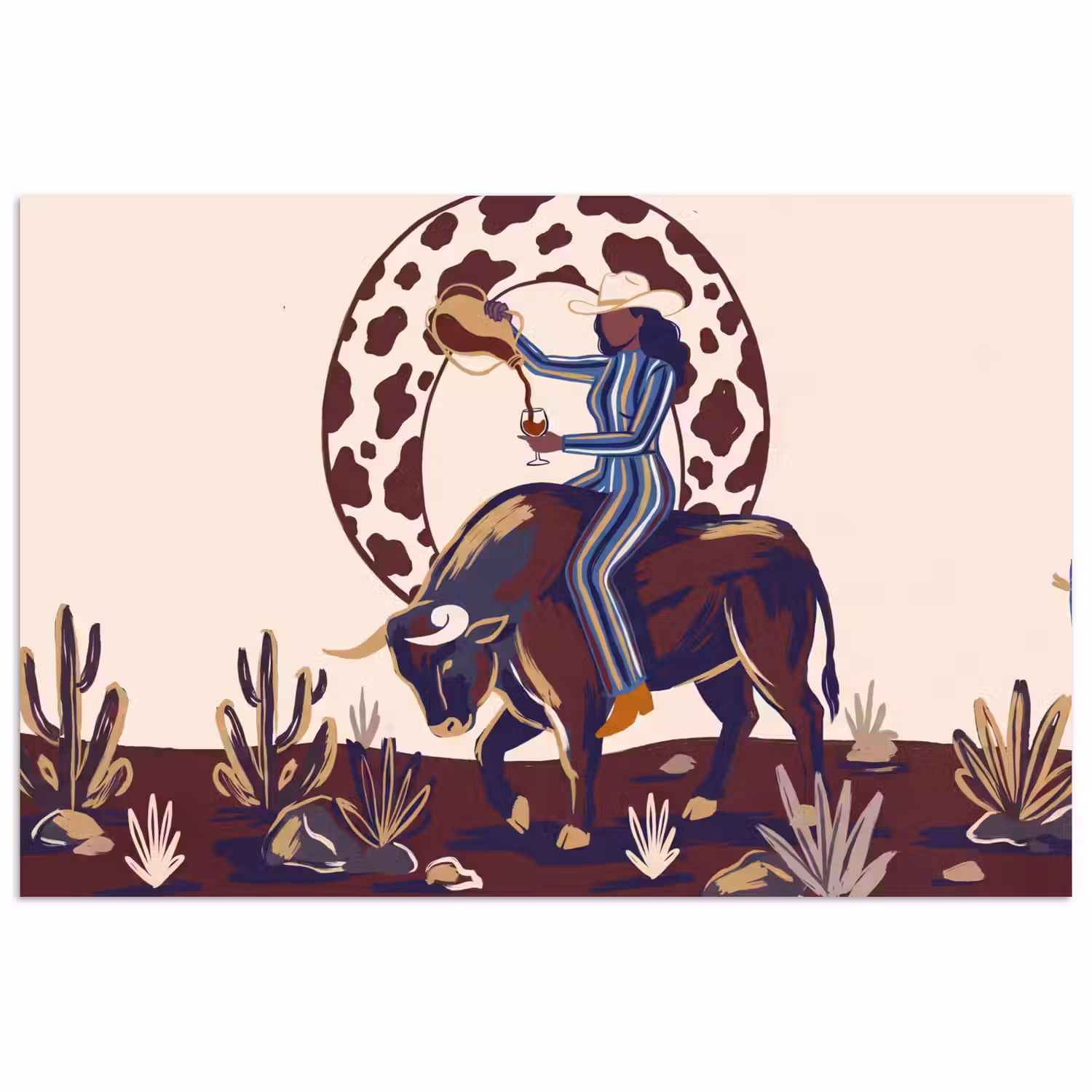 Mensen - Dieren - Cowboy - Abstract - Kleurrijk poster papier klein -3d