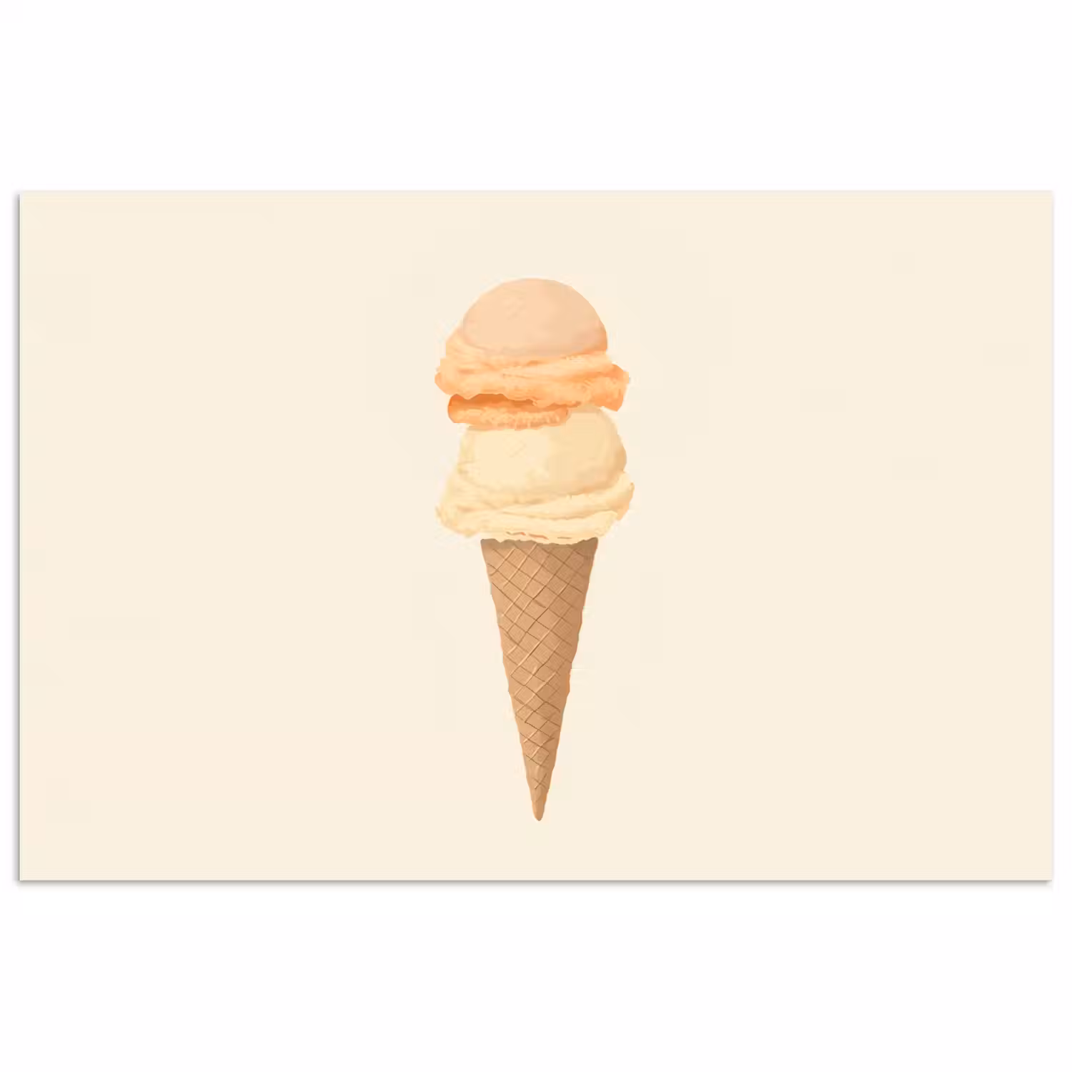 Minimalistisch - Schepijs - Hoorntje - Beige poster papier klein -3d