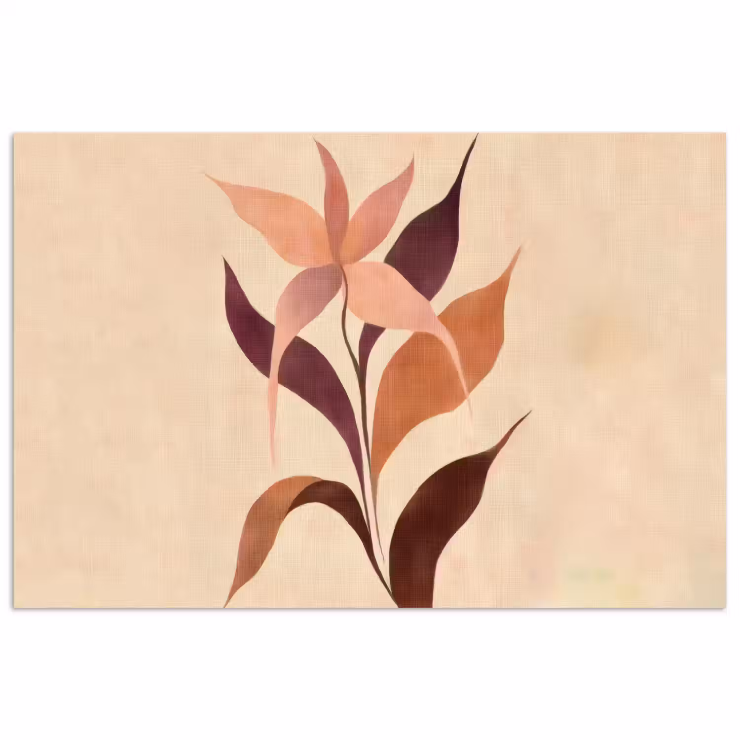 Minimalistisch - Bloem - Bladeren - Beige poster papier klein -3d