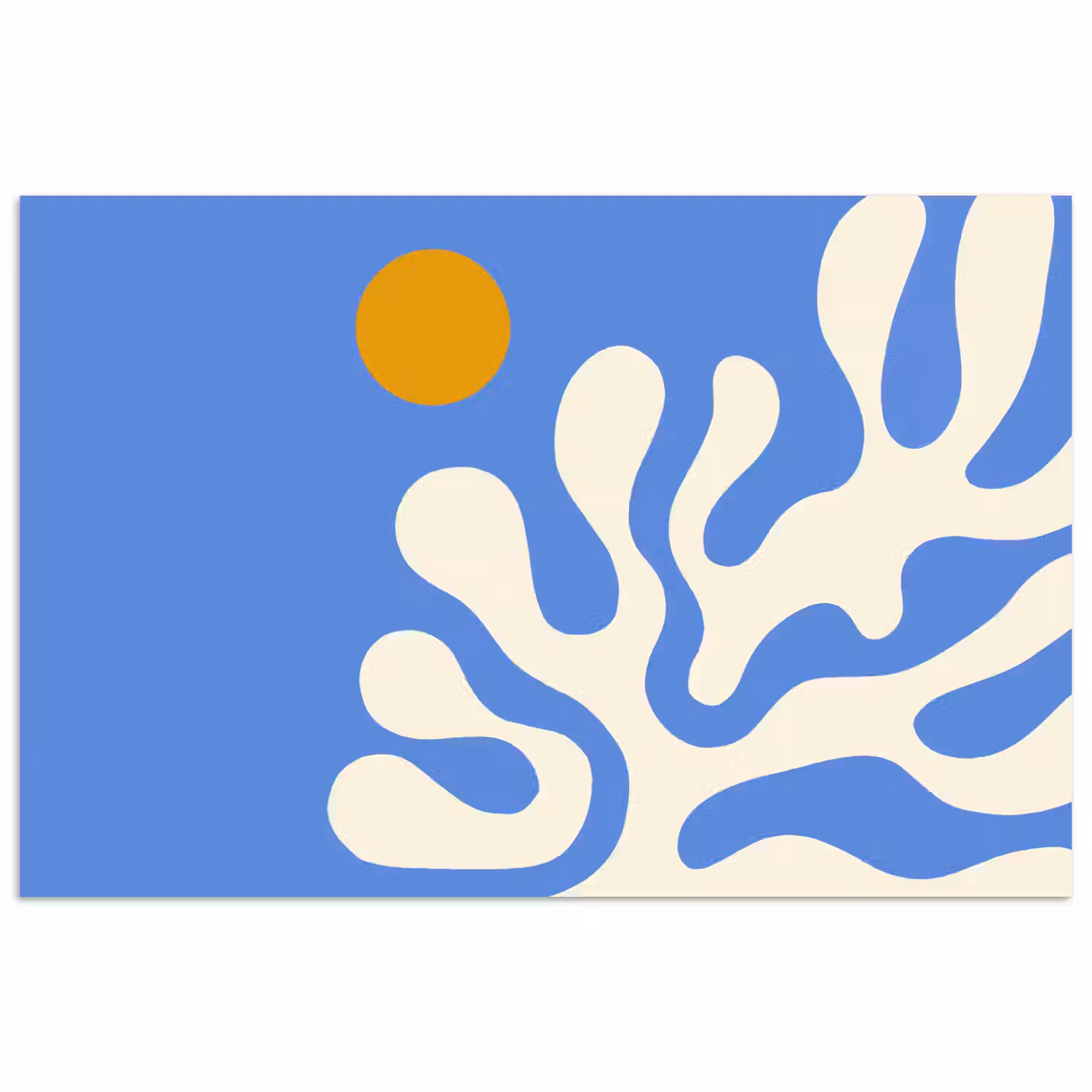 Minimalistisch - Organisch patroon - Blauw poster papier klein -3d