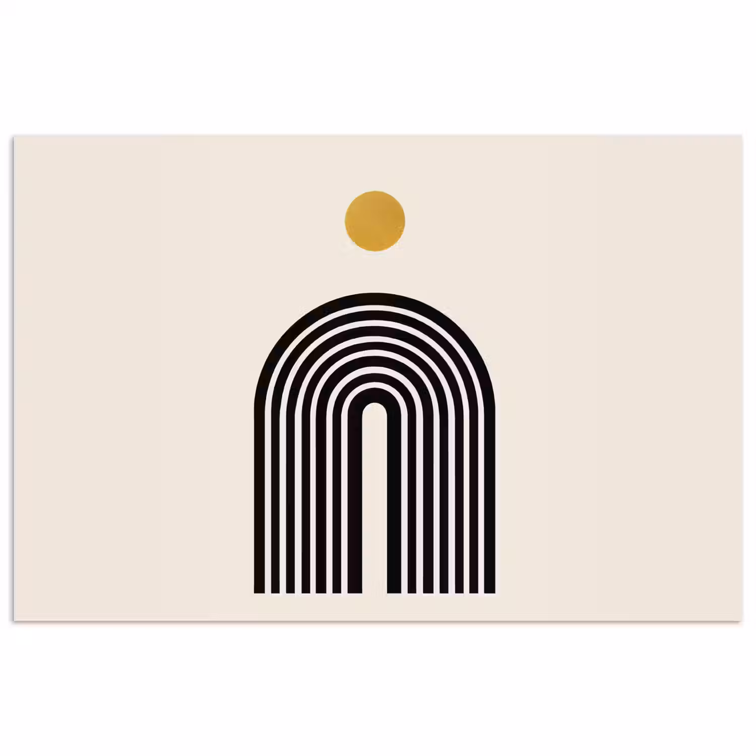 Minimalistisch - Zwarte boog - Gouden cirkel poster papier klein -3d