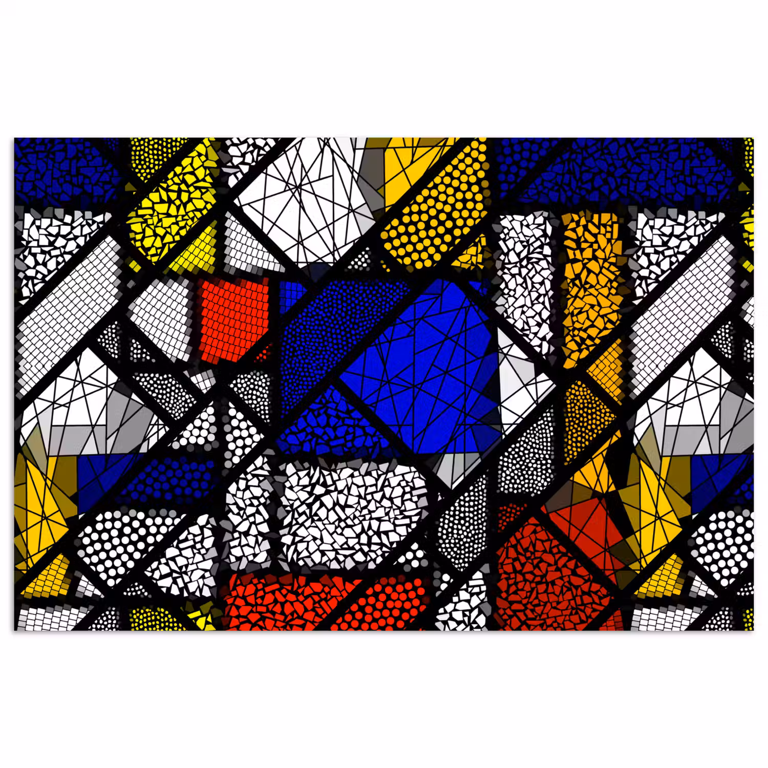 Mondriaan - Glas in lood - Oude Meesters - Kunstwerk - Abstract - Schilderij poster papier klein -3d
