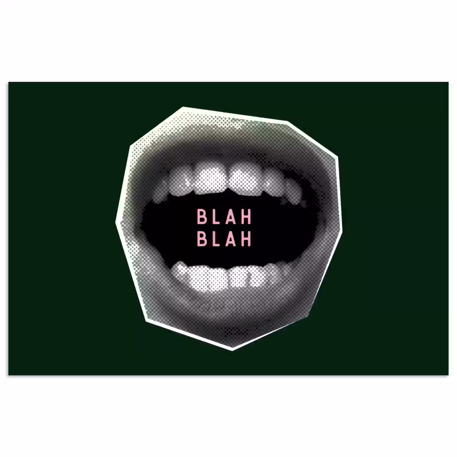 Mond - Groen - Illustratie - BLAH BLAH poster papier klein -3d