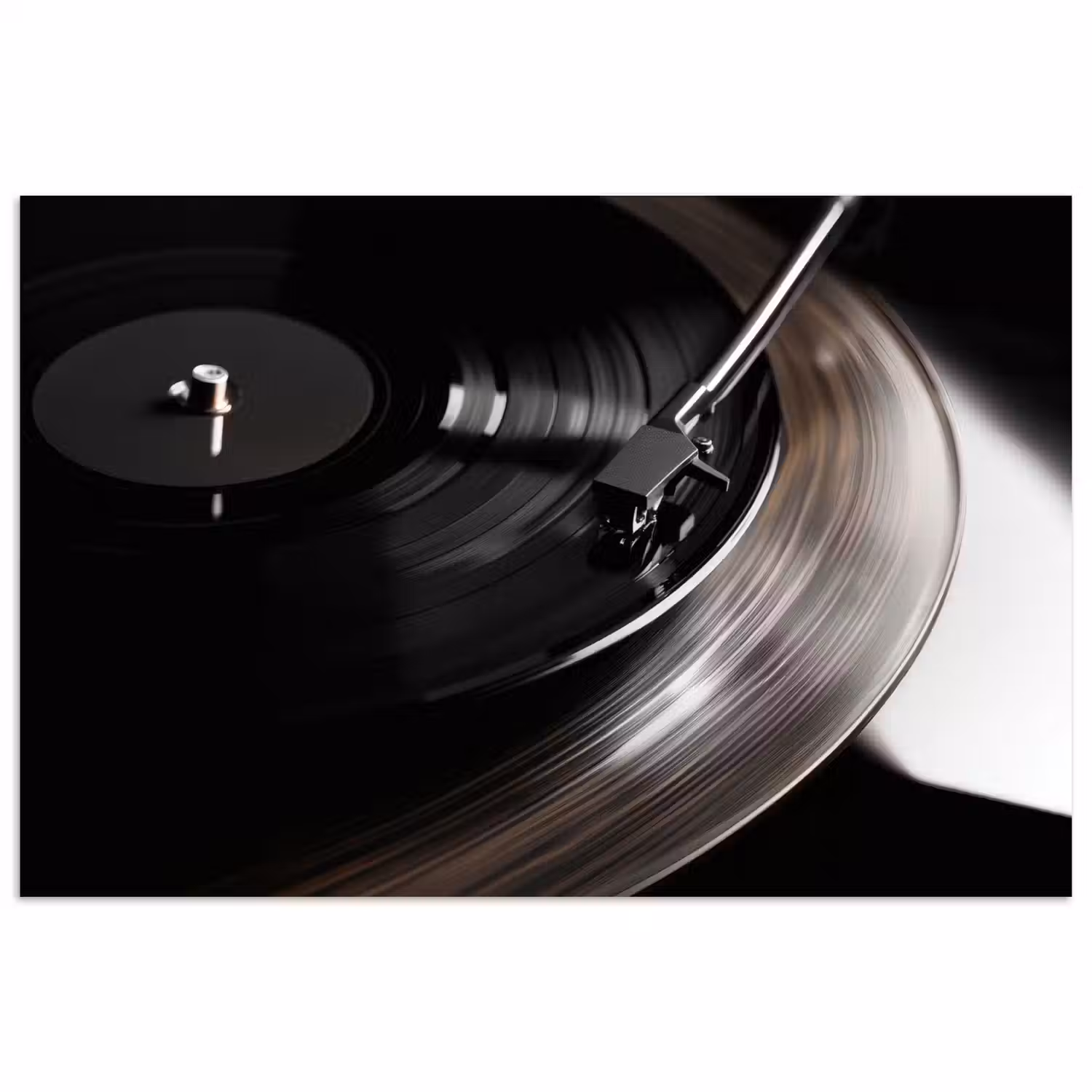 Close-up - Vinylplaat - Platenspeler - Zwart poster papier klein -3d
