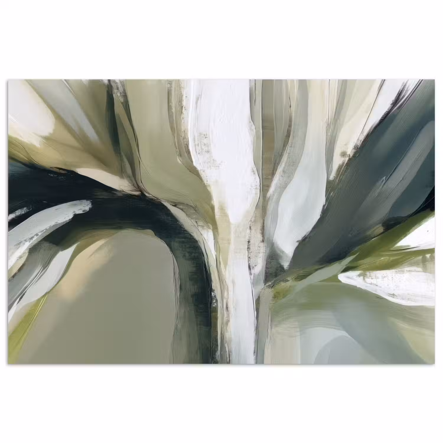Natuur - Abstract - Groen - Penseelstreken poster papier klein -3d