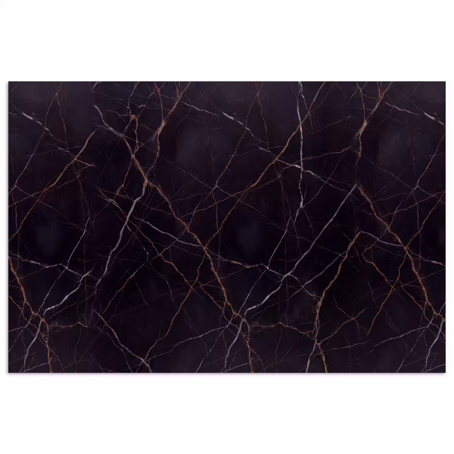 Natuursteen - Marmerpatroon - Abstract - Modern - Zwart - Goud poster papier klein -3d