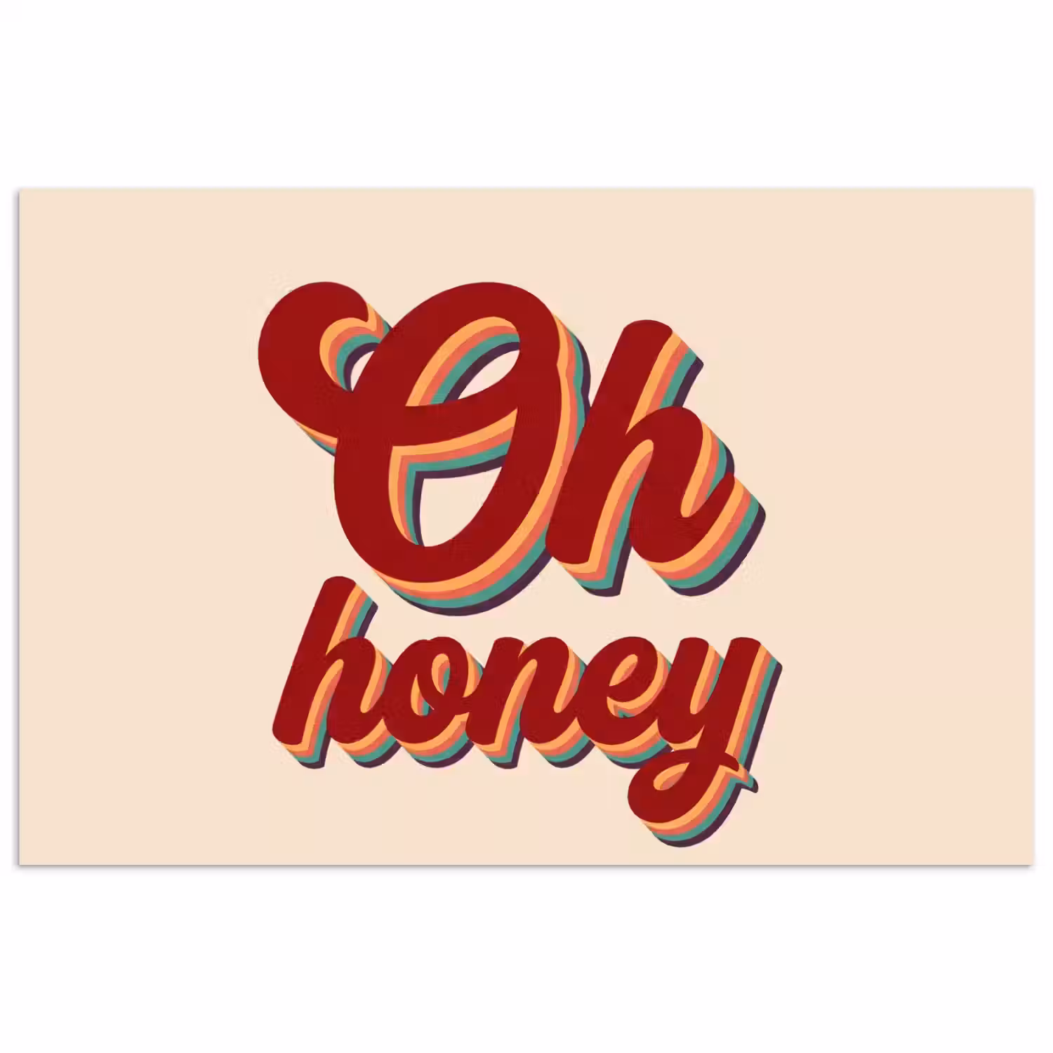 Oh honey - Rood - Schaduw poster papier klein -3d